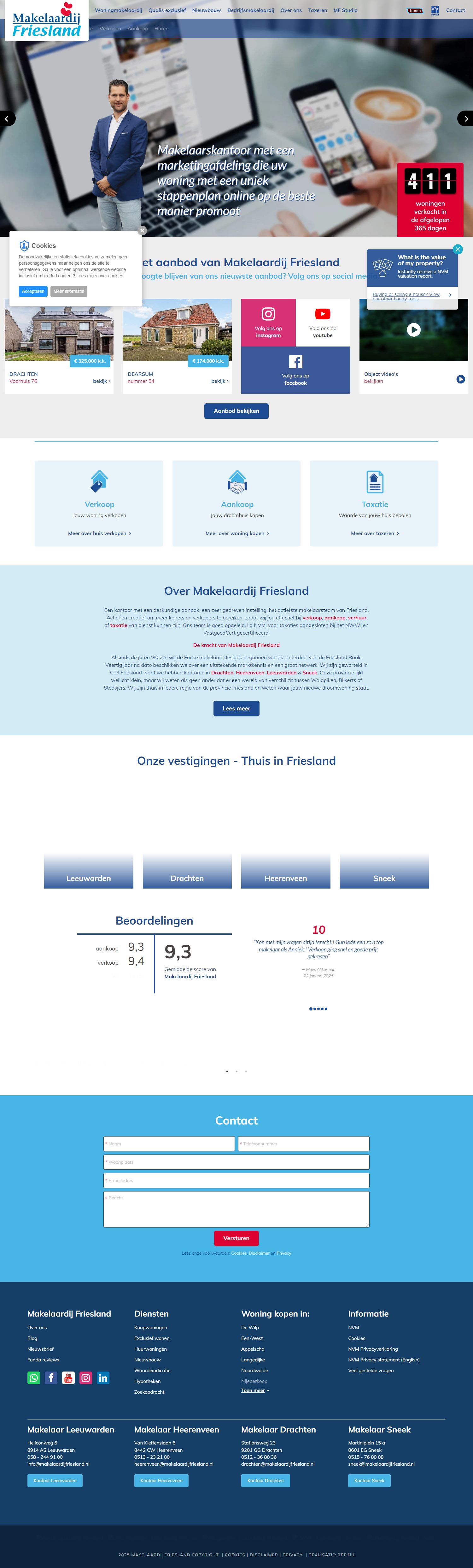 Screenshot van de website van www.makelaardijfriesland.nl