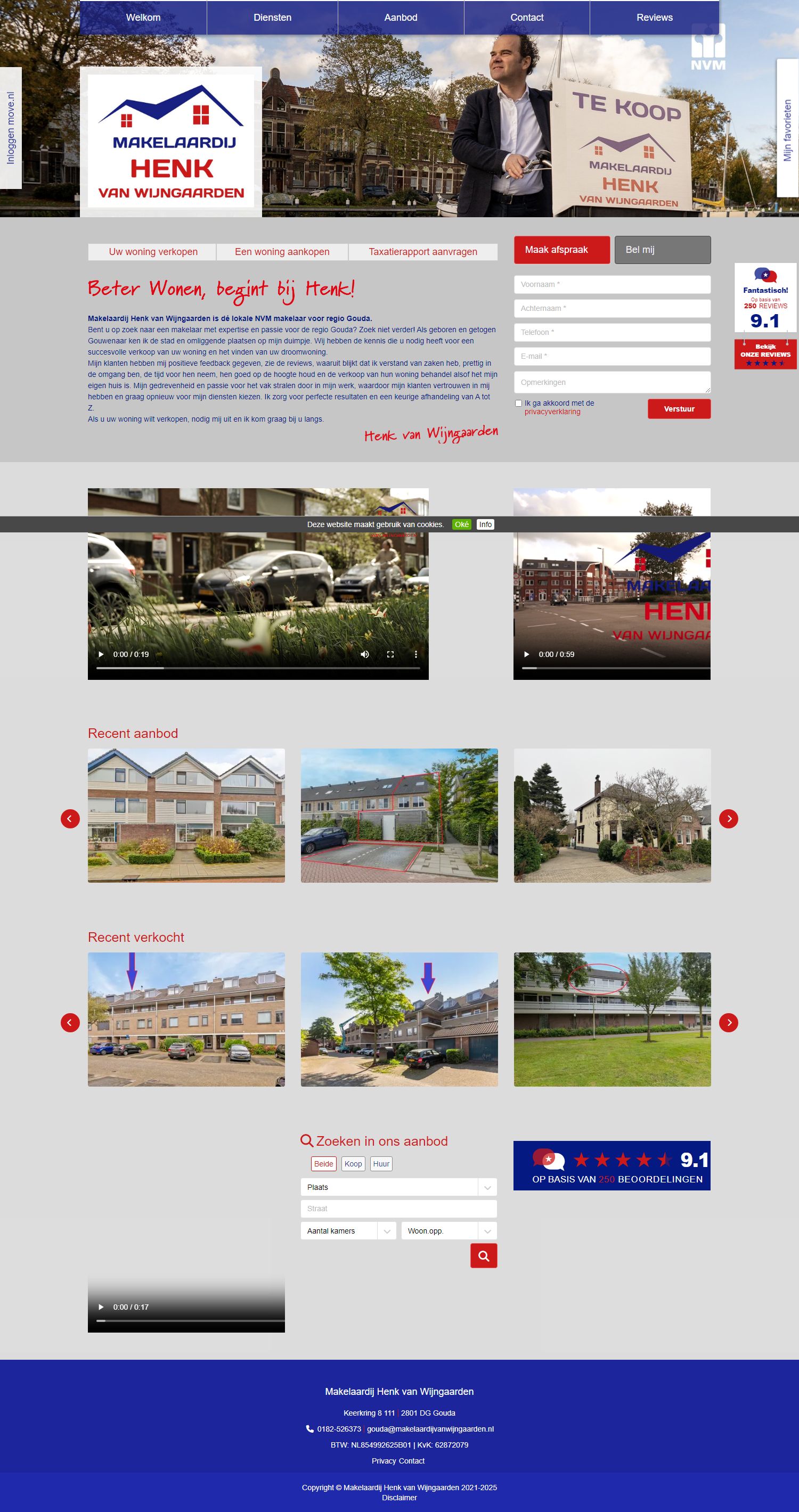 Screenshot van de website van www.makelaardijvanwijngaarden.nl