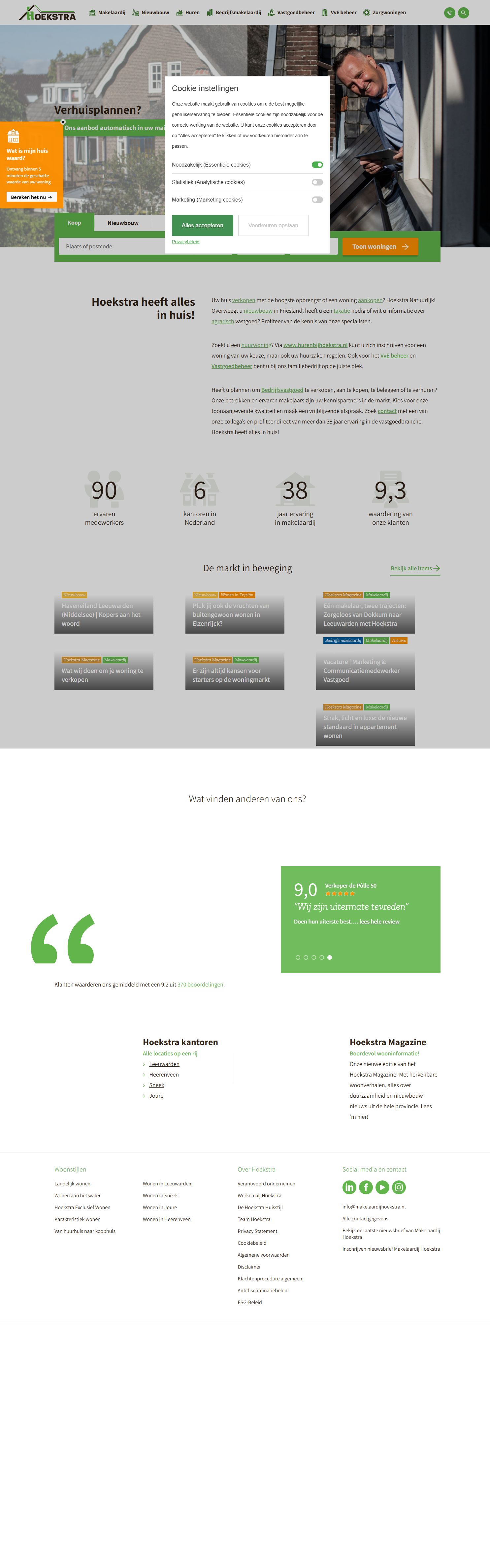 Capture d'écran du site web de www.makelaardijhoekstra.nl