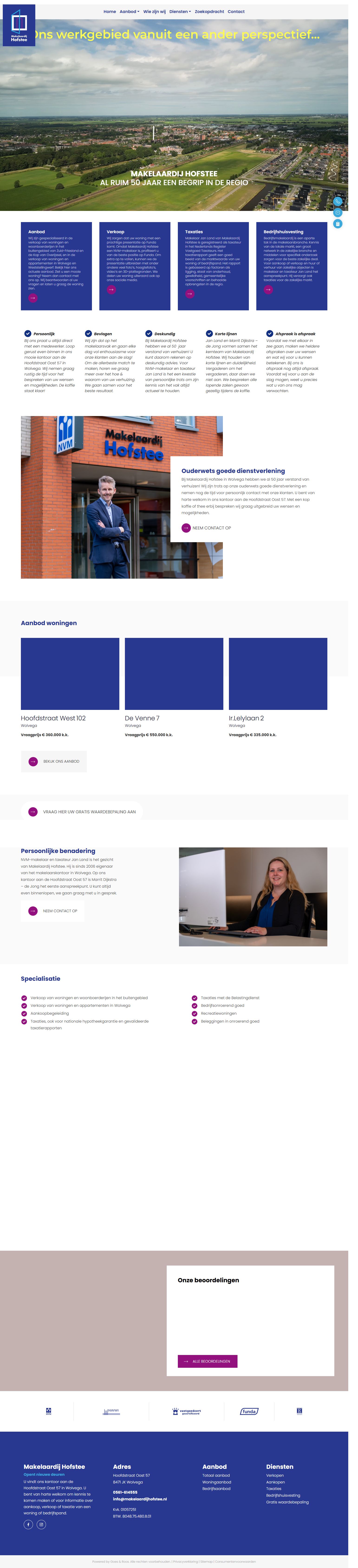 Capture d'écran du site web de www.makelaardijhofstee.nl