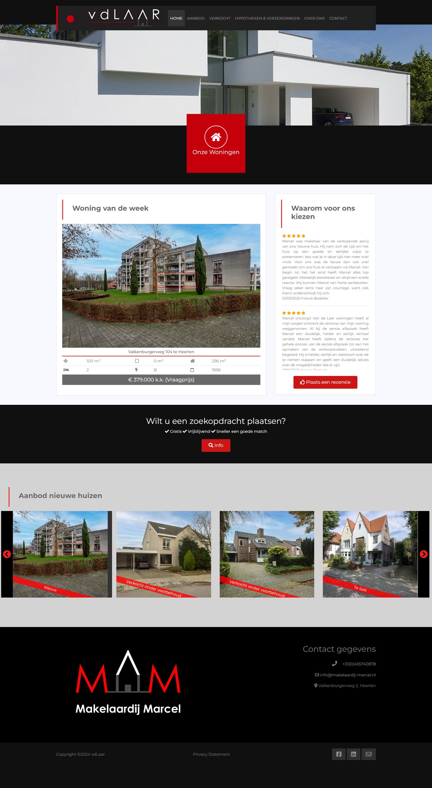 Screenshot van de website van www.makelaardij-marcel.nl