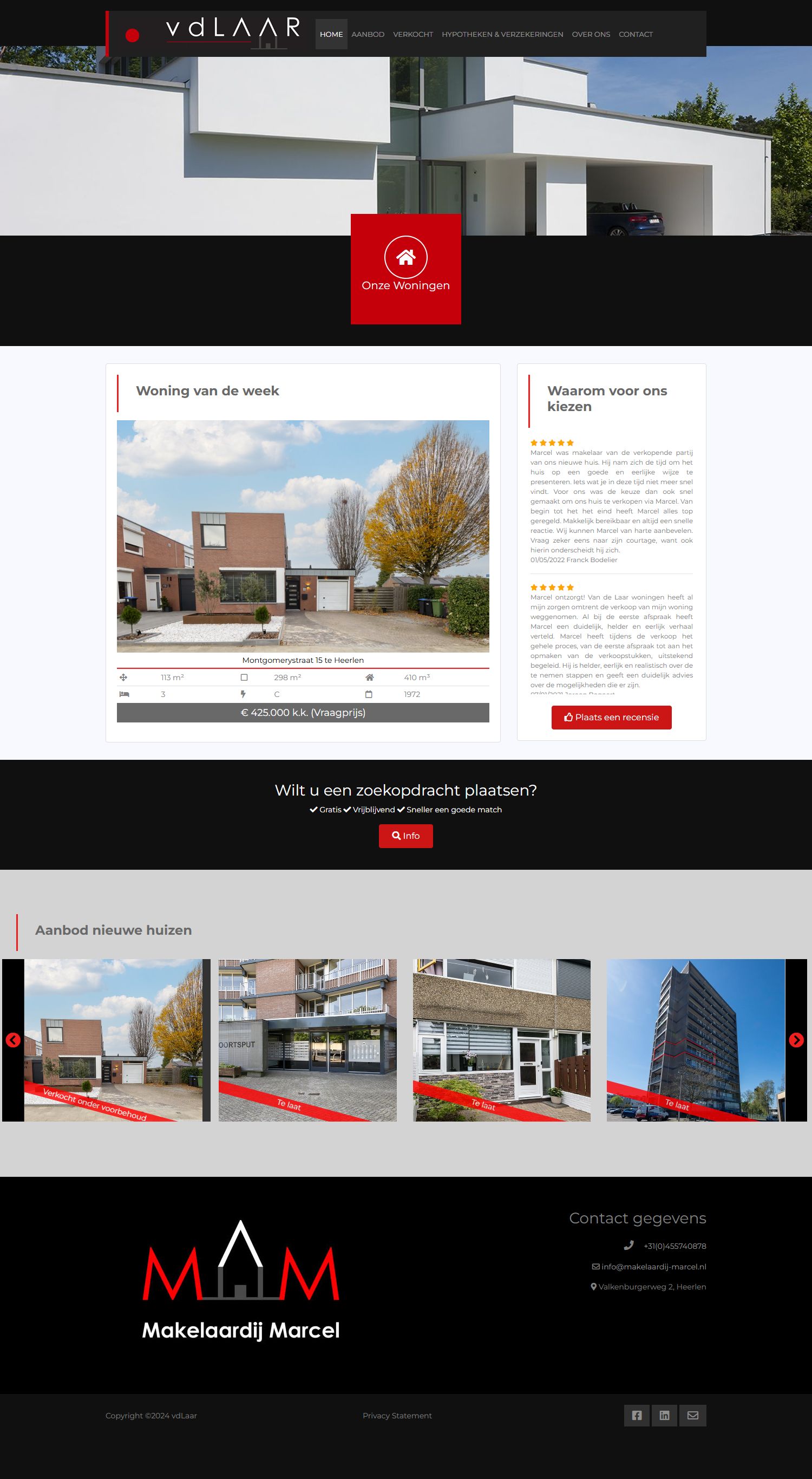 Screenshot of the website of www.makelaardij-marcel.nl