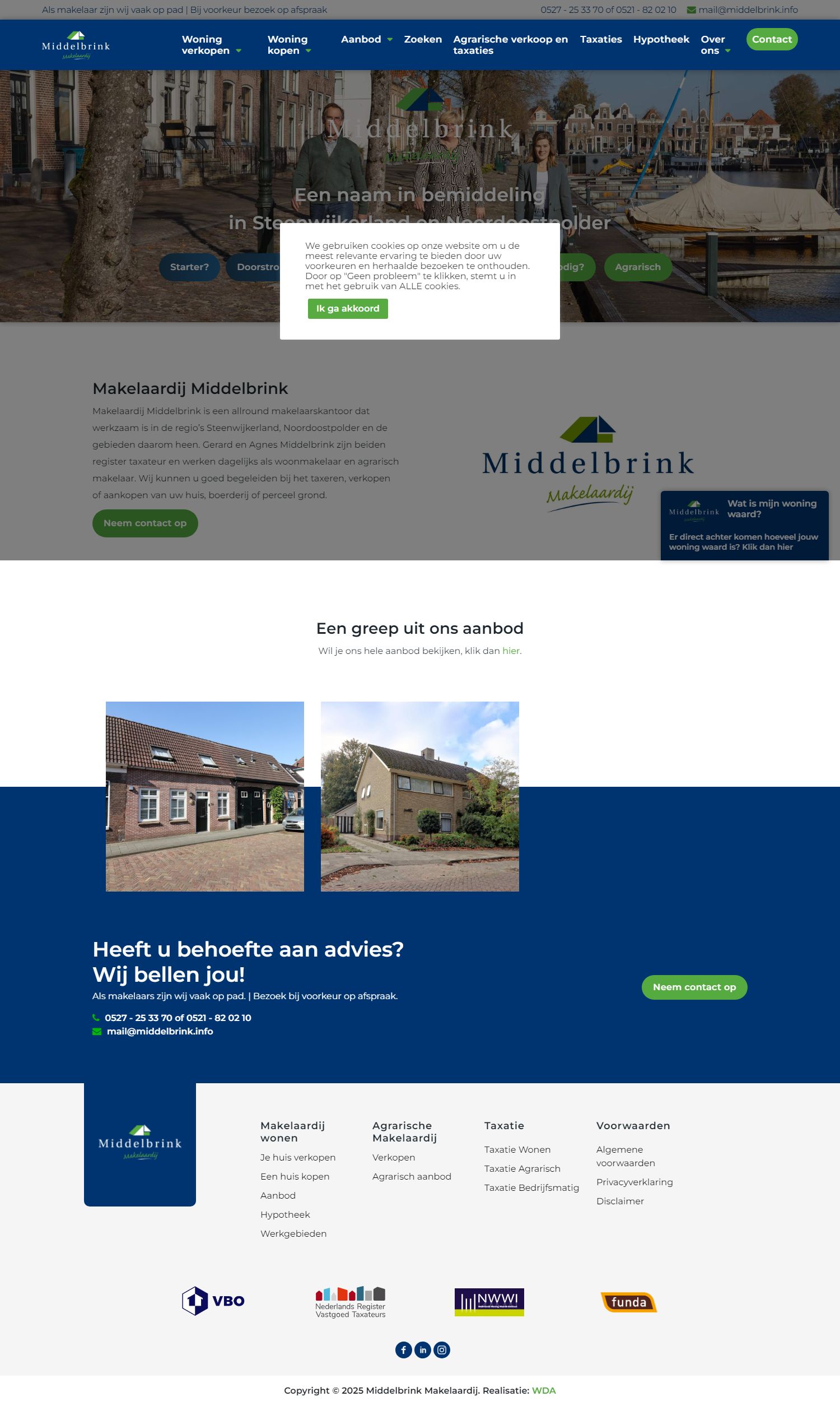 Screenshot van de website van www.middelbrink.info