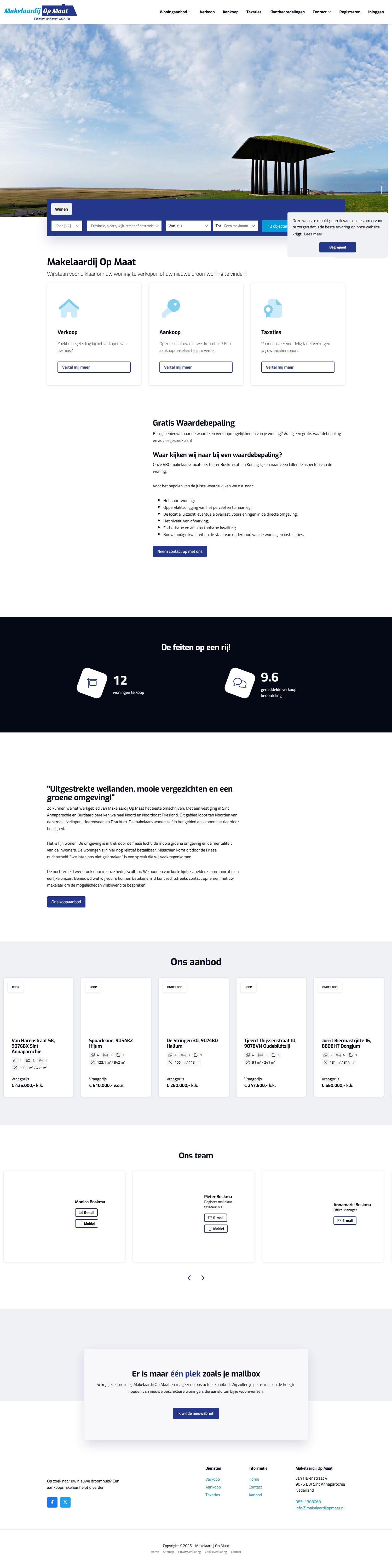 Capture d'écran du site web de www.makelaardijopmaat.nl