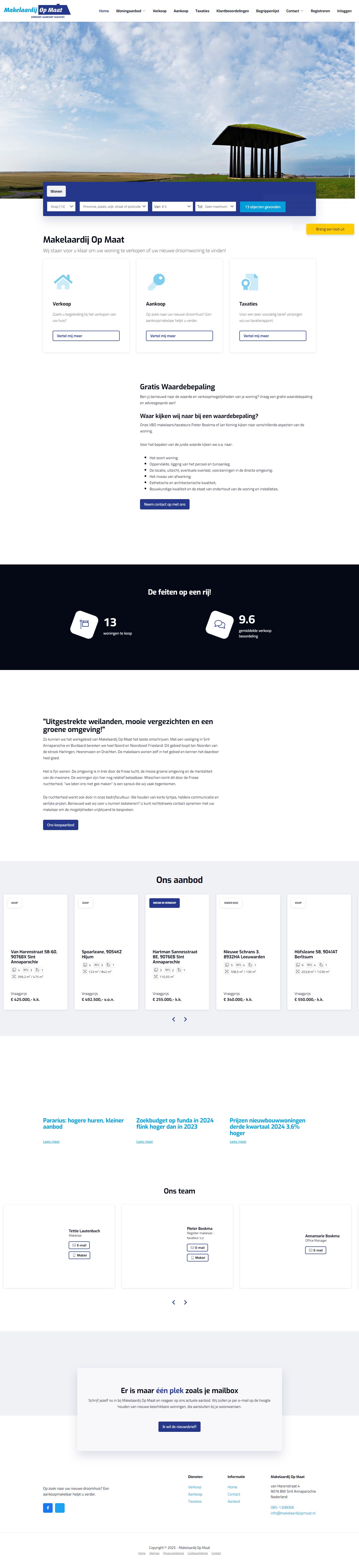 Screenshot van de website van www.makelaardijopmaat.nl