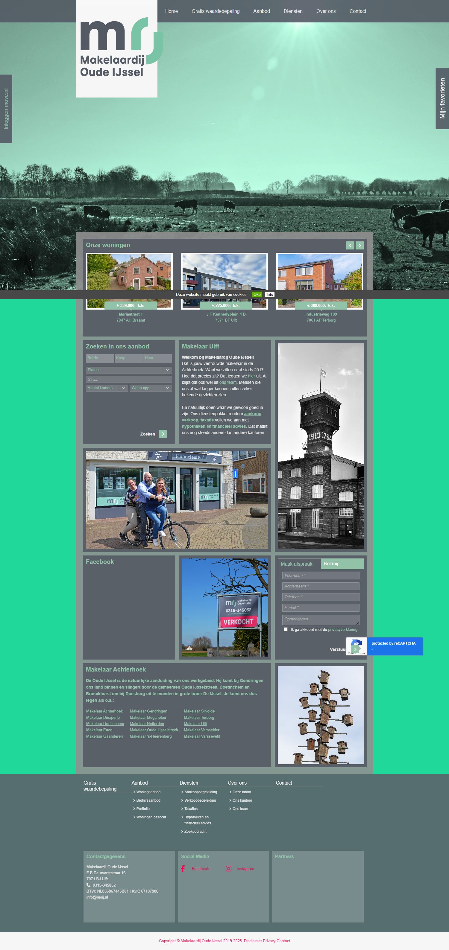 Screenshot van de website van www.makelaardijoudeijssel.nl