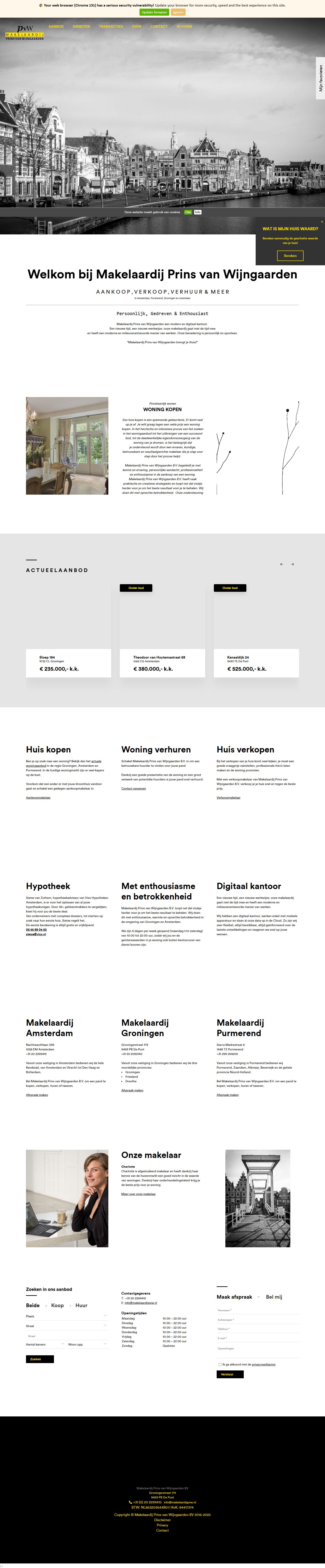 Screenshot of the website of www.makelaardijpvw.nl