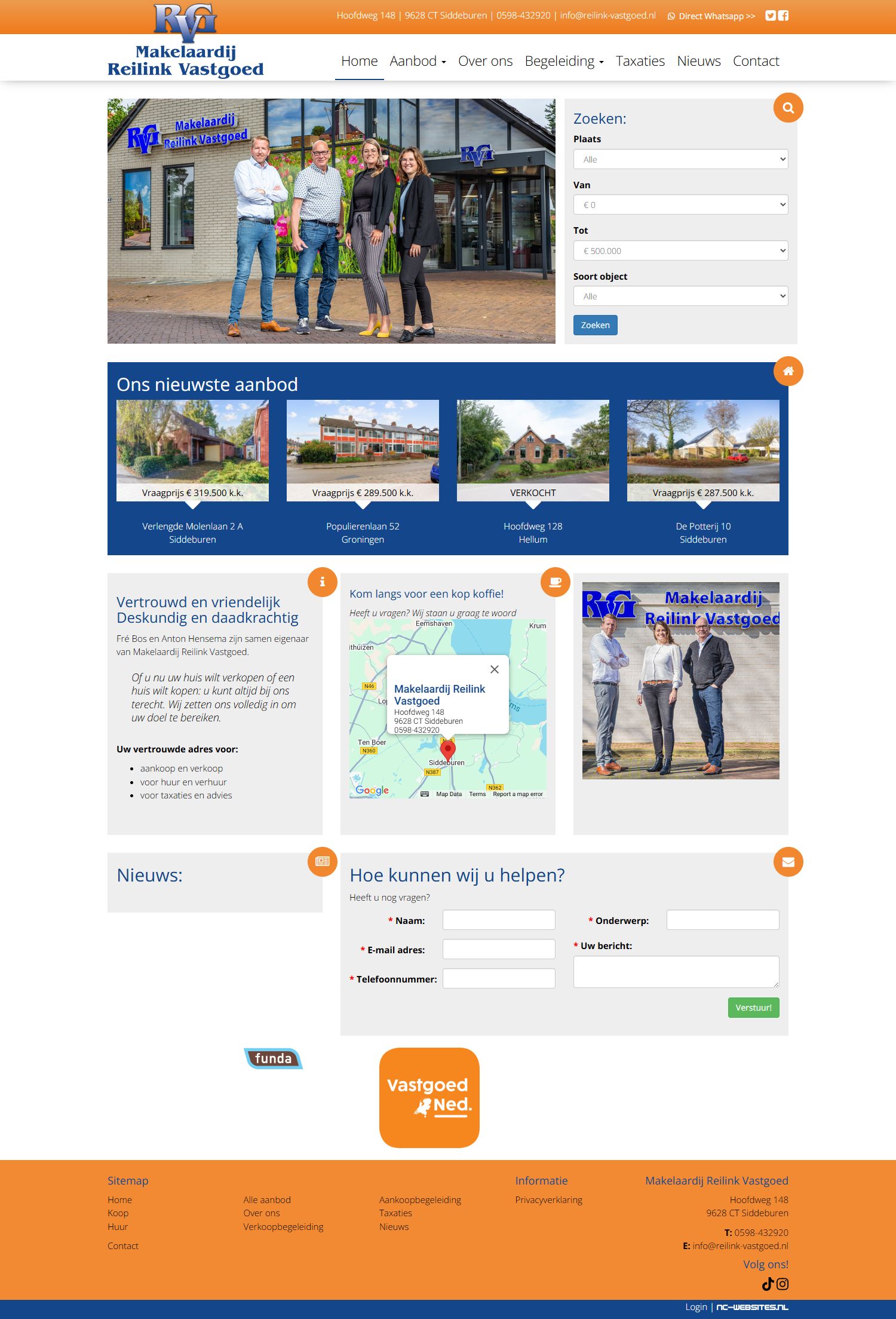 Screenshot of the website of www.reilink-vastgoed.nl