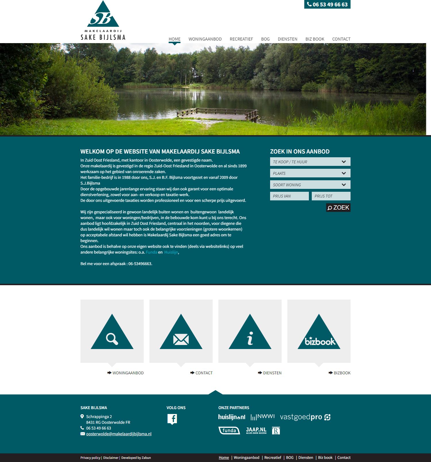 Screenshot van de website van www.makelaardijsakebijlsma.nl
