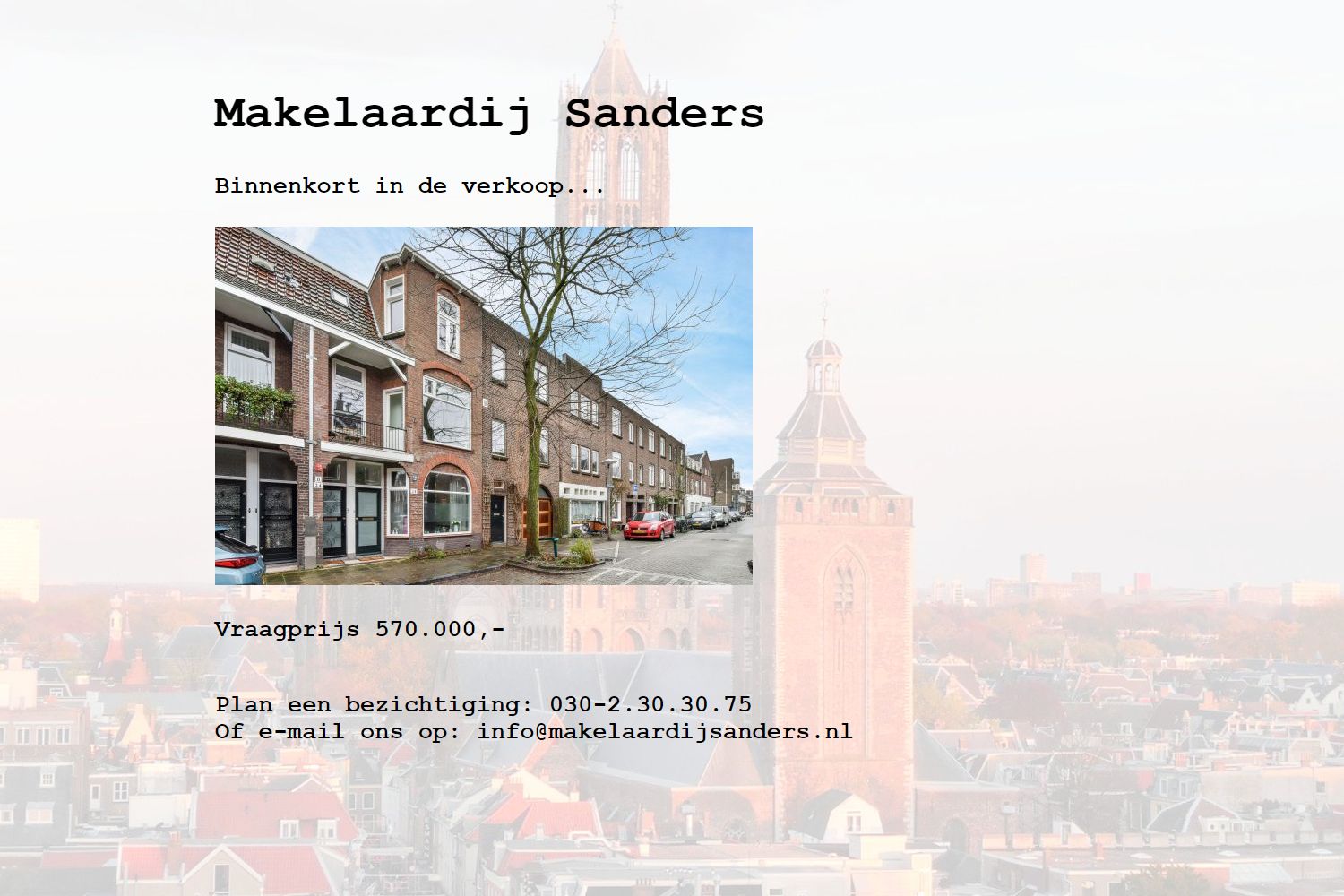 Screenshot van de website van www.makelaardijsanders.nl