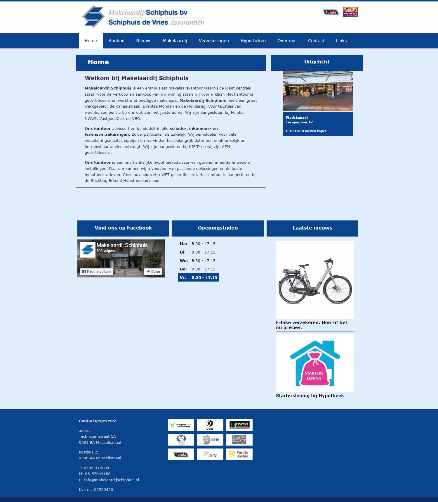 Screenshot van de website van www.makelaardijschiphuis.nl