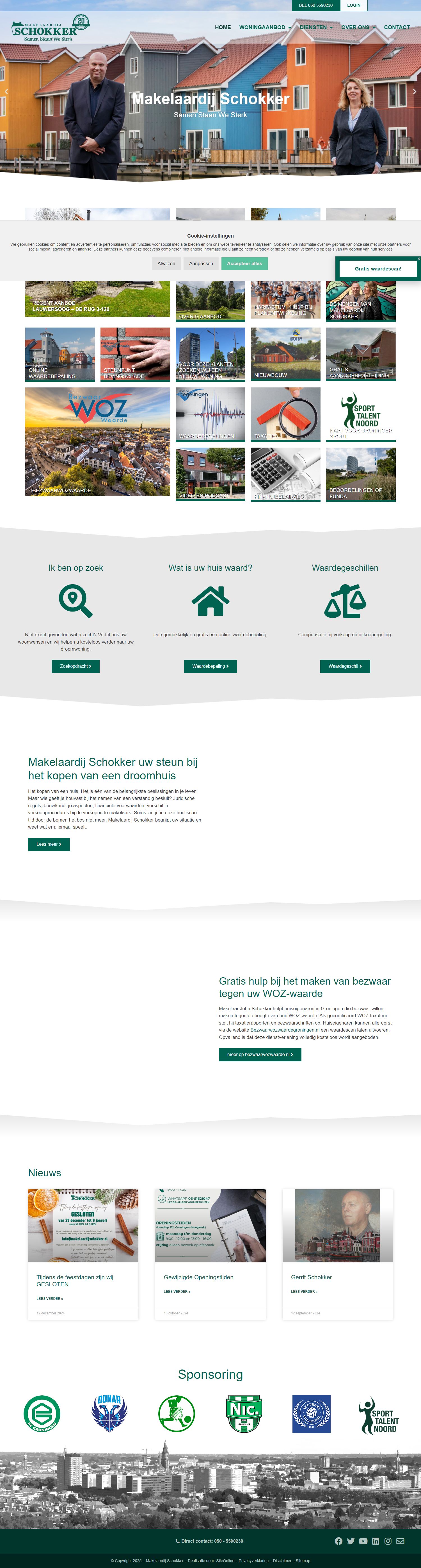 Screenshot van de website van www.makelaardijschokker.nl