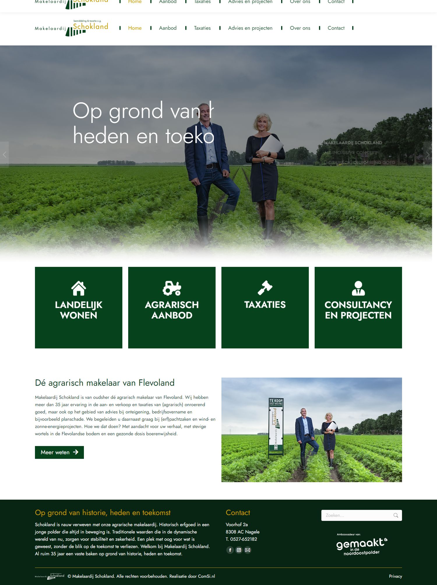 Screenshot van de website van www.makelaardijschokland.nl