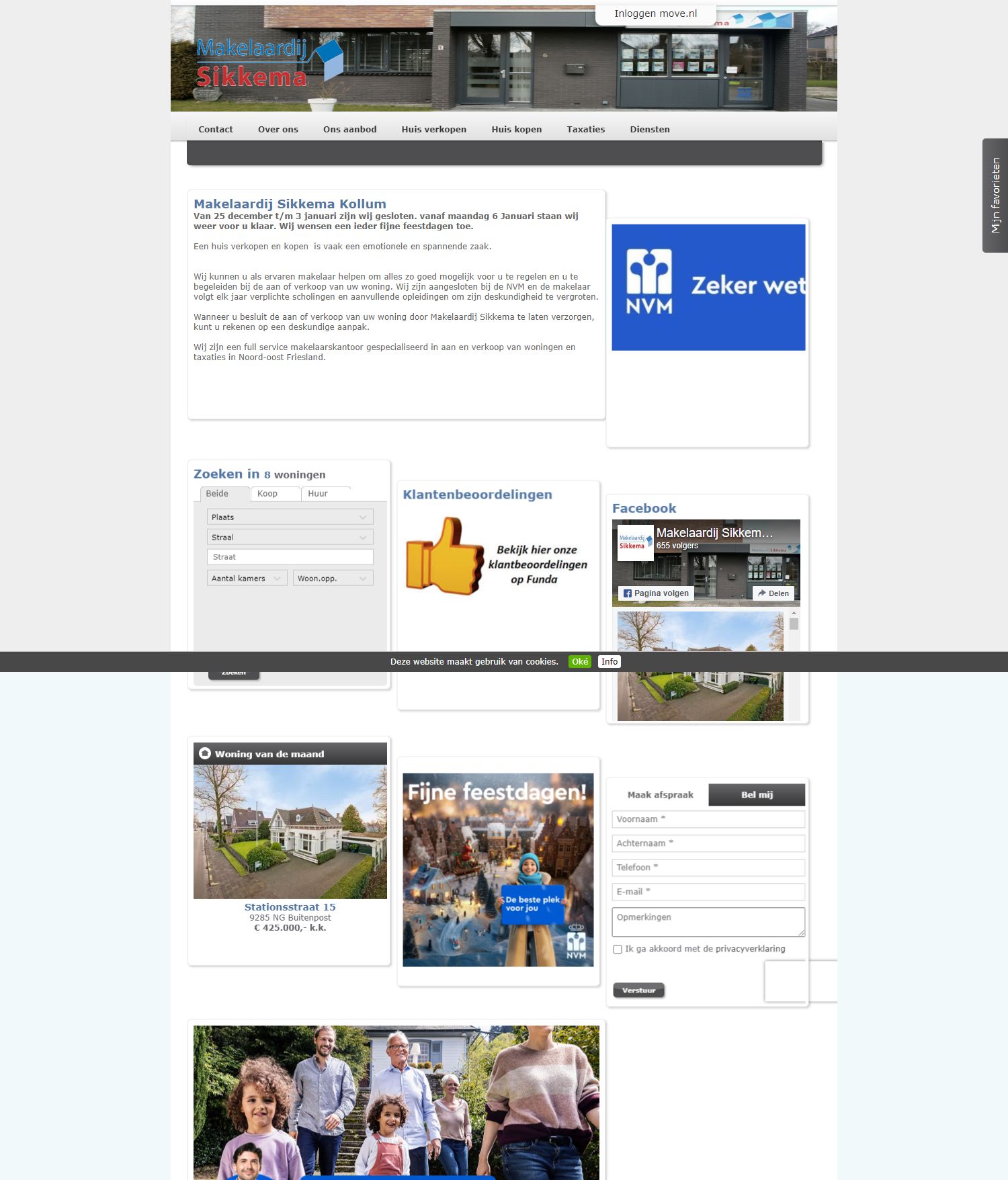 Screenshot van de website van www.sikkemamakelaar.nl