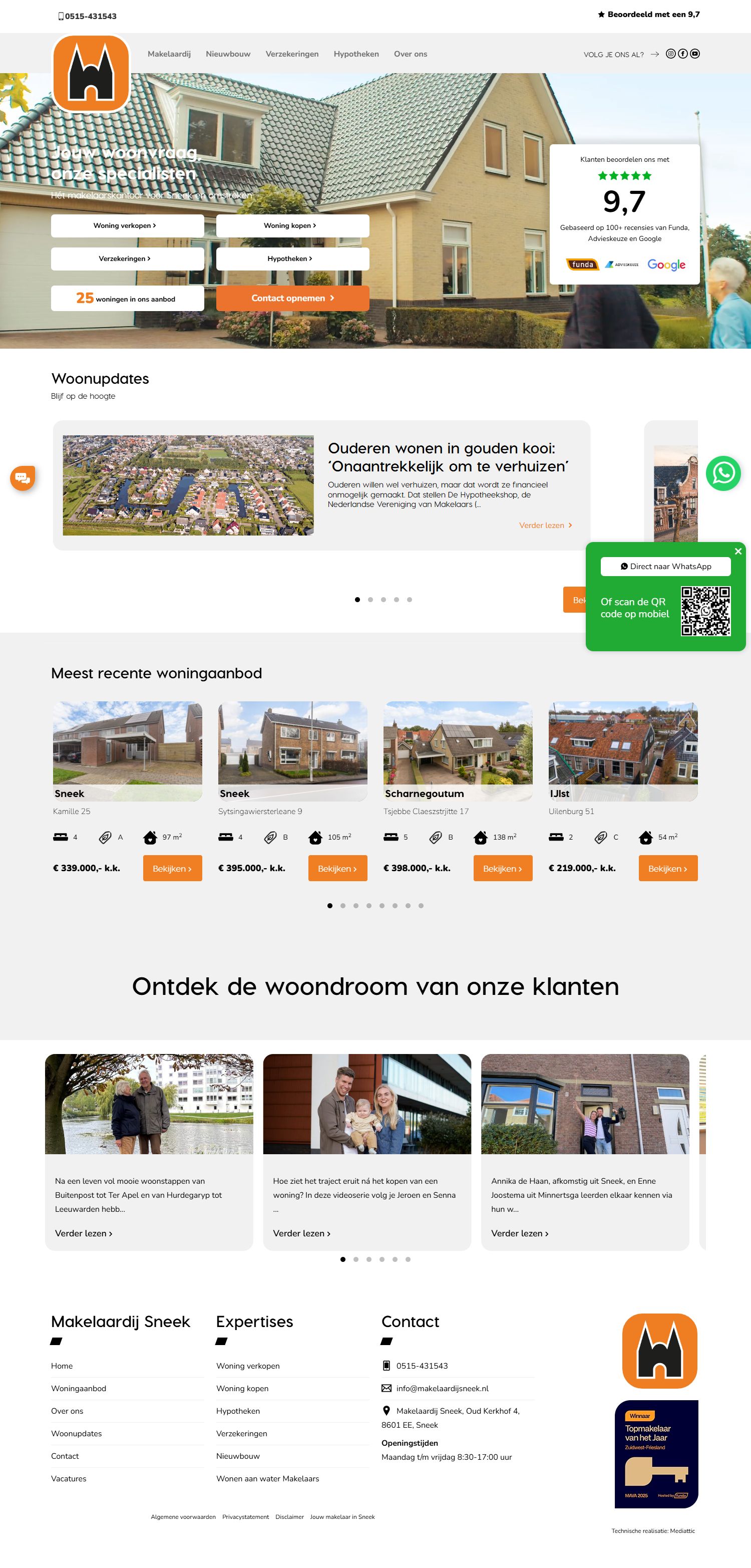 Screenshot of the website of www.makelaardijsneek.nl