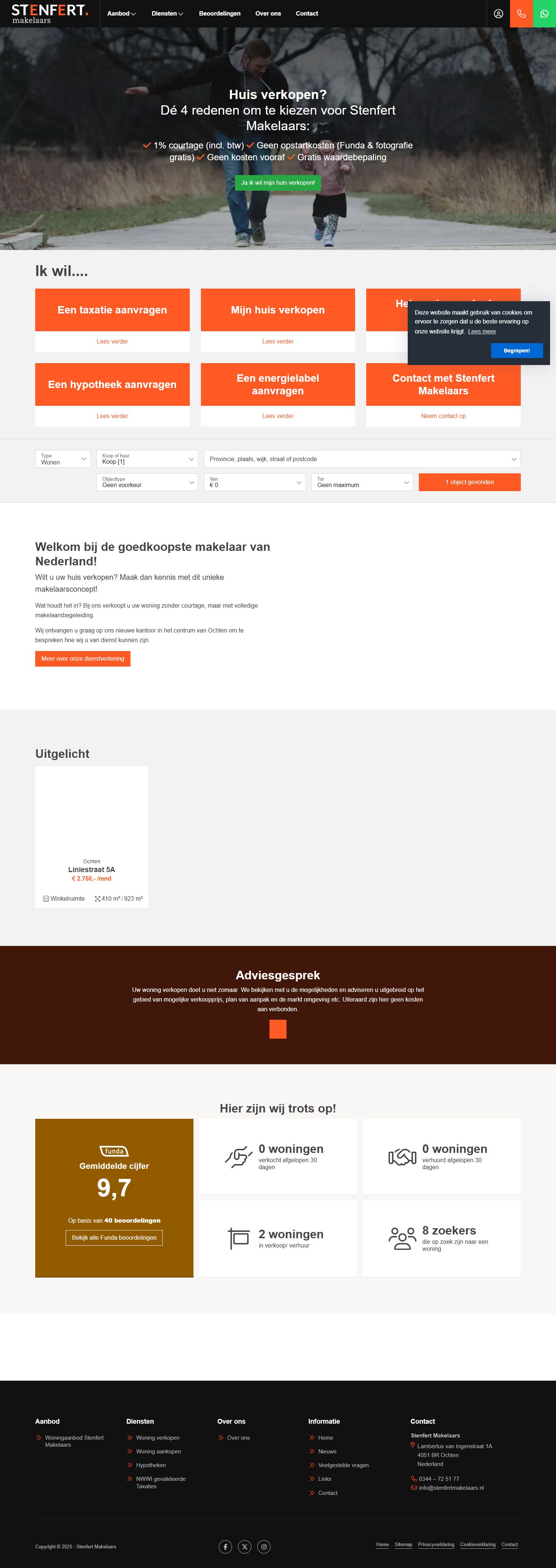 Screenshot der Website von www.stenfertmakelaars.nl