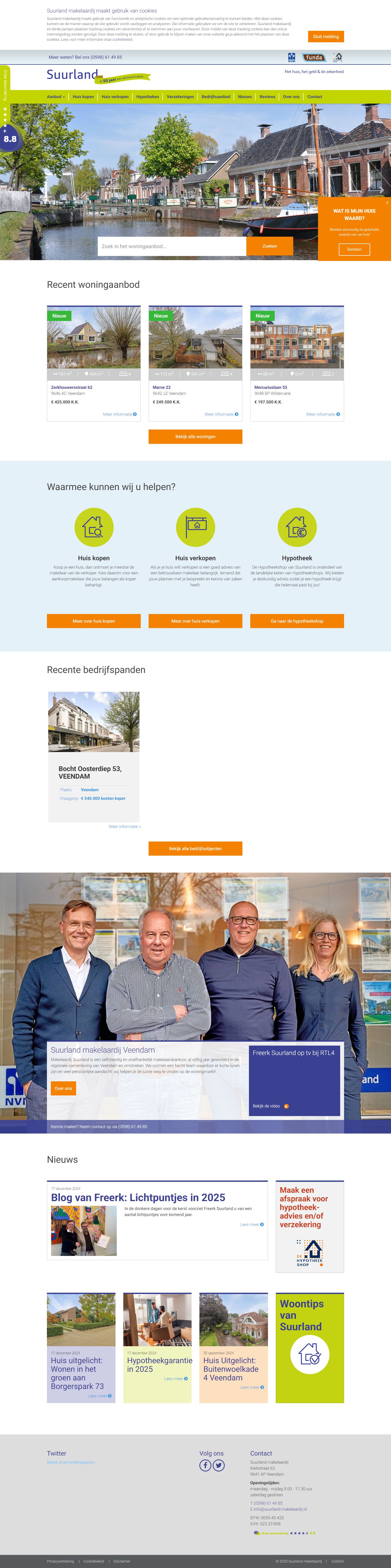 Screenshot van de website van www.suurland-makelaardij.nl