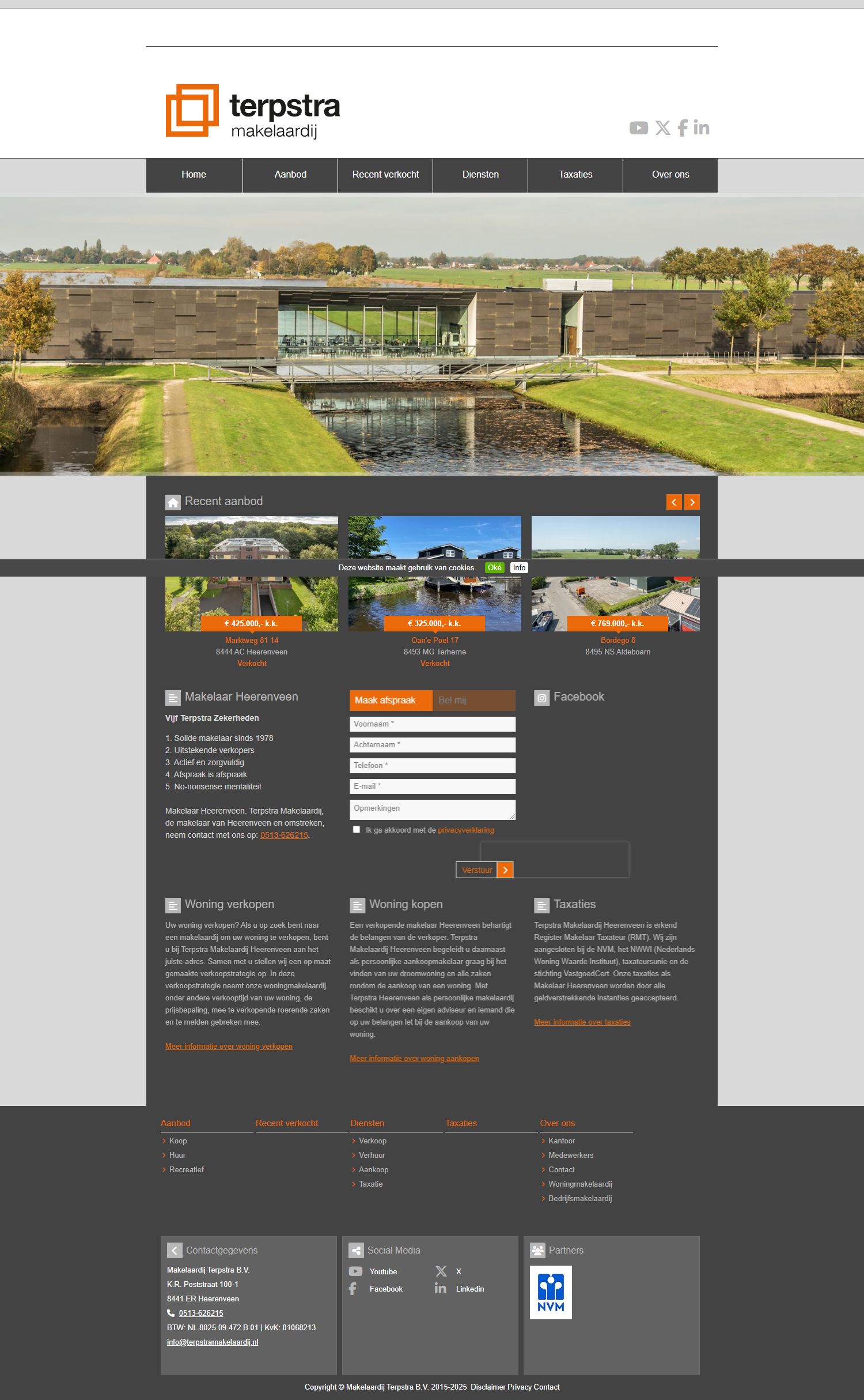 Screenshot van de website van www.terpstrawoningmakelaardij.nl