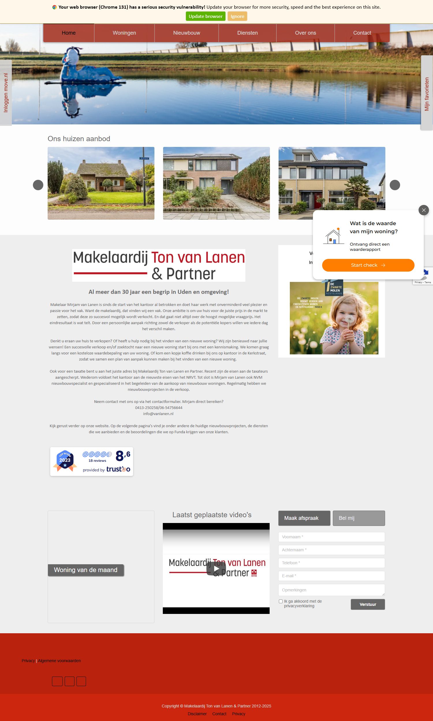 Capture d'écran du site web de www.vanlanen.nl