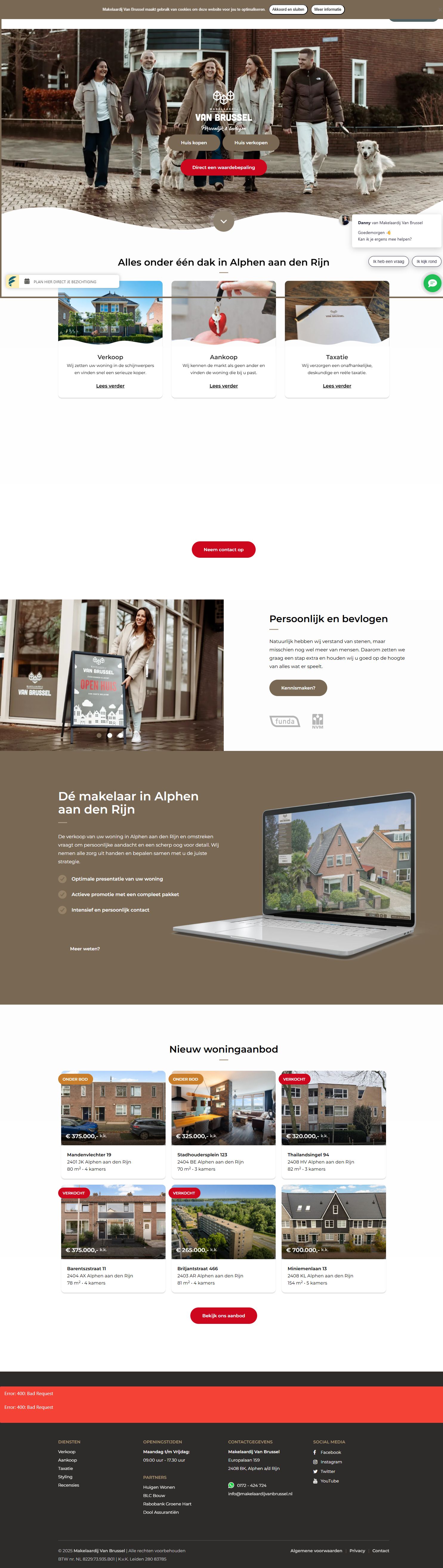 Screenshot van de website van www.makelaardijvanbrussel.nl