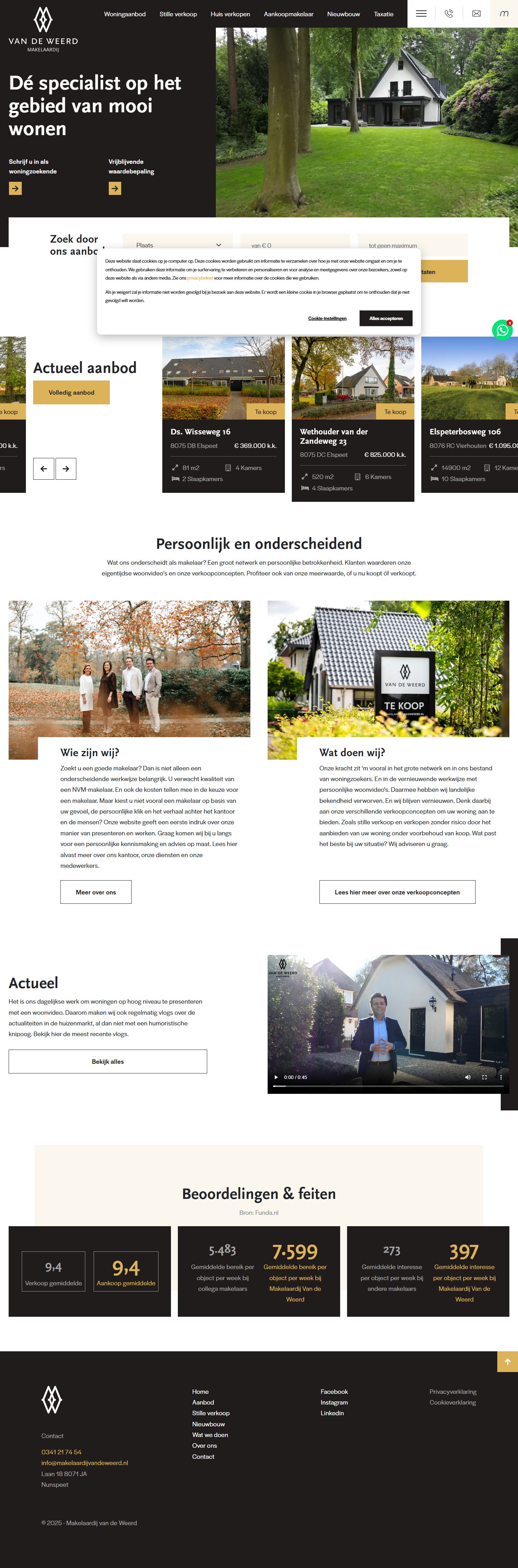 Screenshot of the website of www.makelaardijvandeweerd.nl