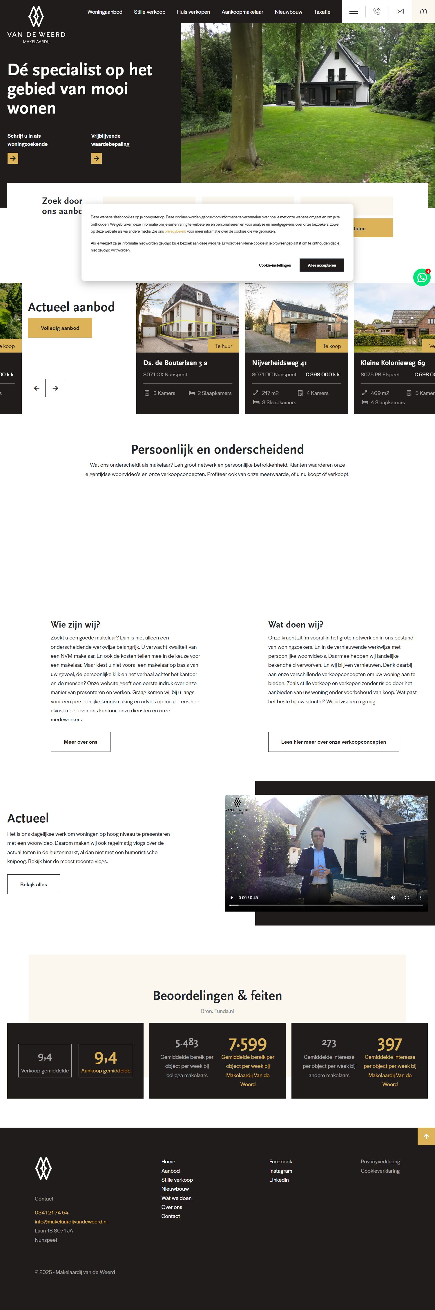 Screenshot van de website van www.makelaardijvandeweerd.nl