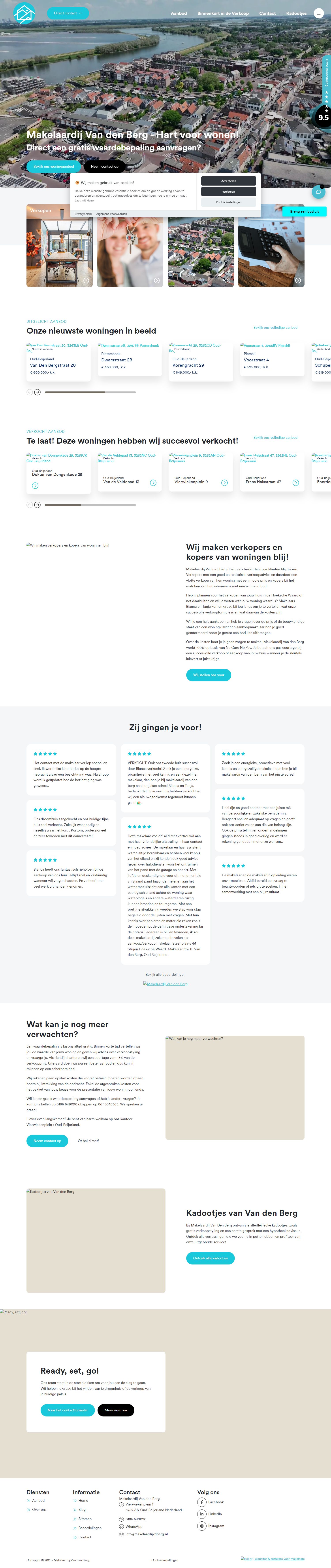 Screenshot van de website van www.makelaardijvdberg.nl