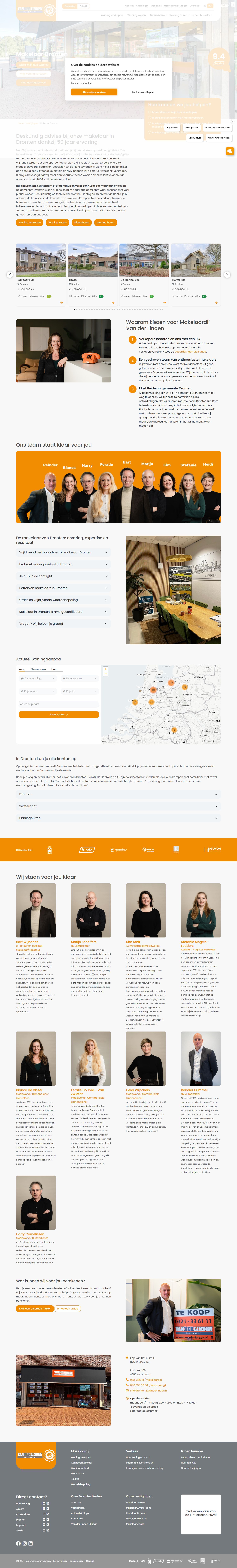 Screenshot van de website van www.vanderlinden.nl