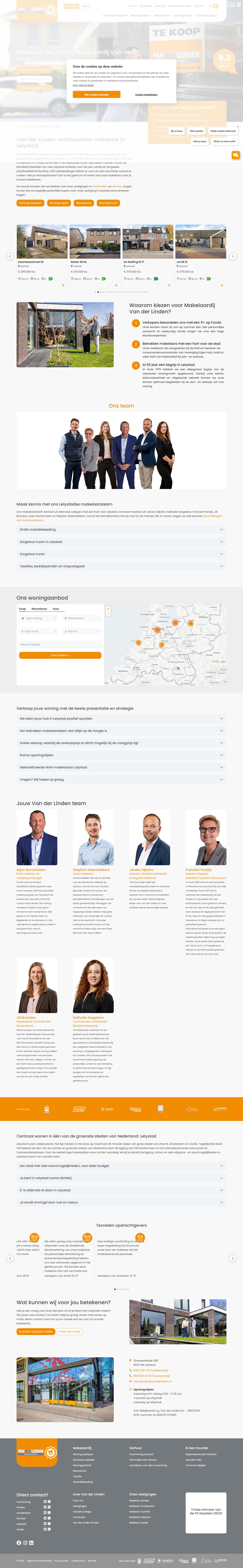 Screenshot van de website van www.vanderlinden.nl