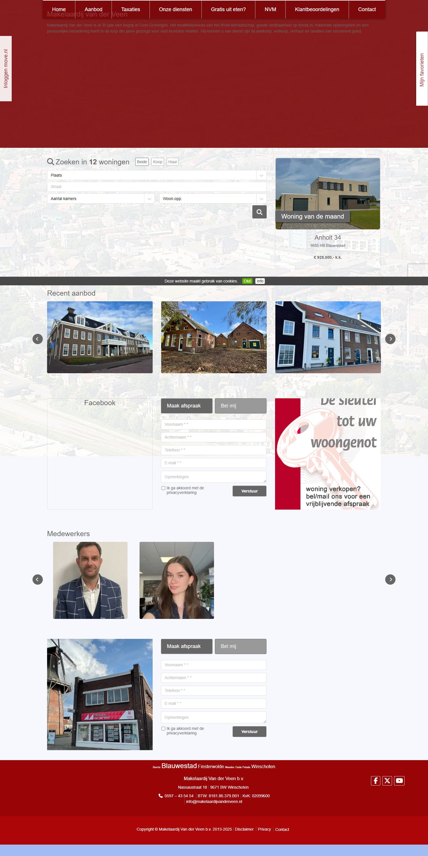 Screenshot van de website van www.makelaardijvanderveen.nl