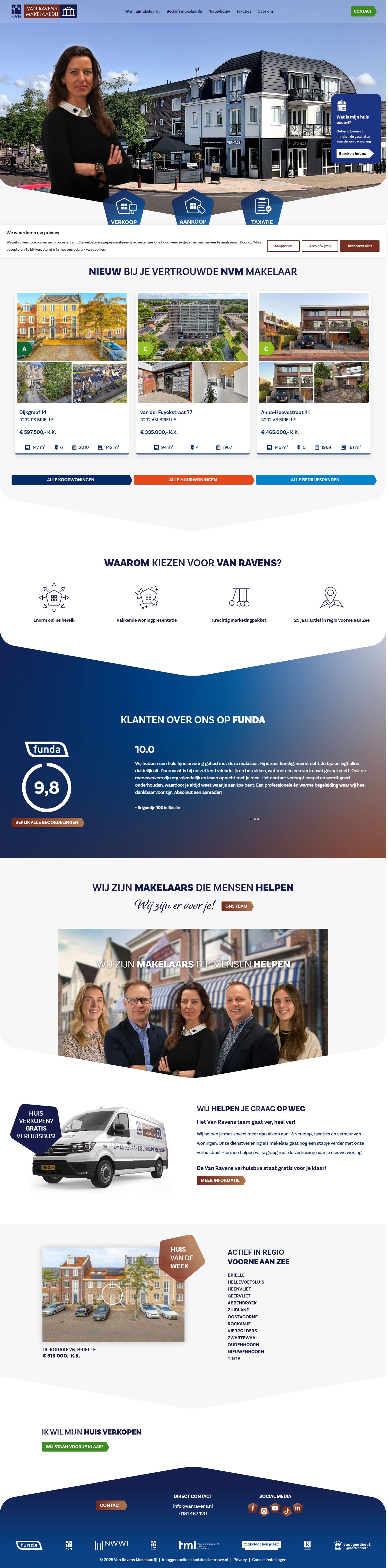 Screenshot of the website of www.vanravens.nl