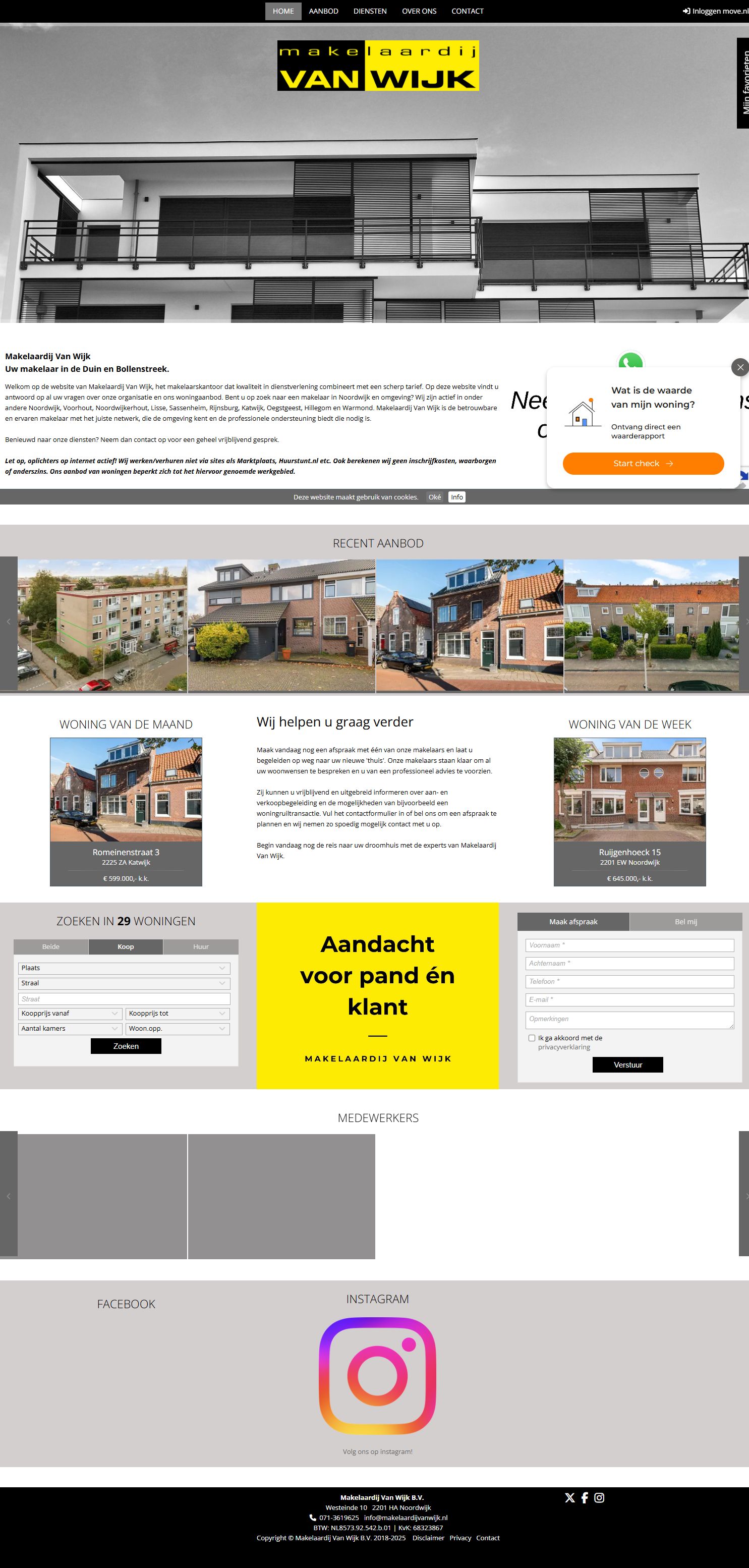 Screenshot der Website von www.makelaardijvanwijk.nl