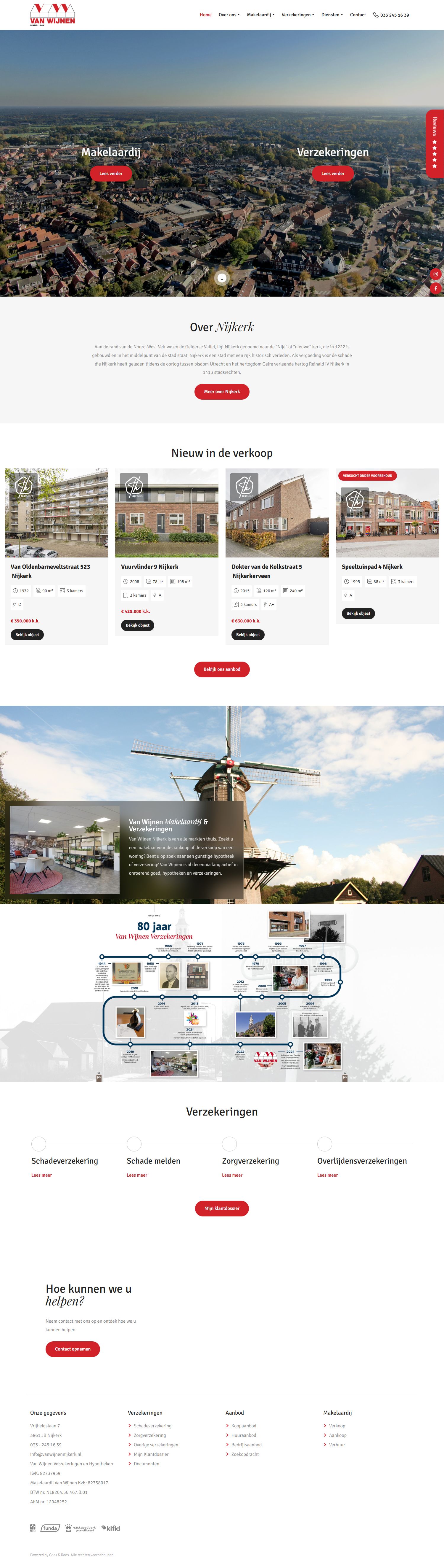 Screenshot of the website of www.vanwijnennijkerk.nl