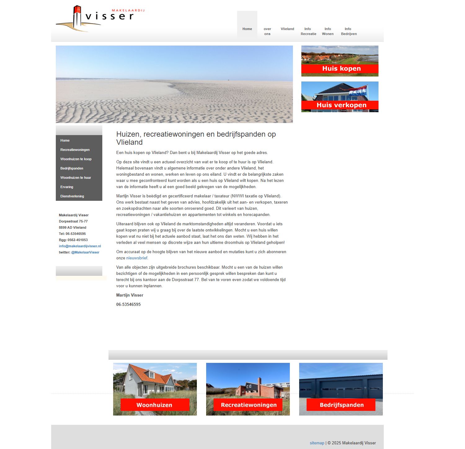 Screenshot van de website van www.makelaardijvisser.nl