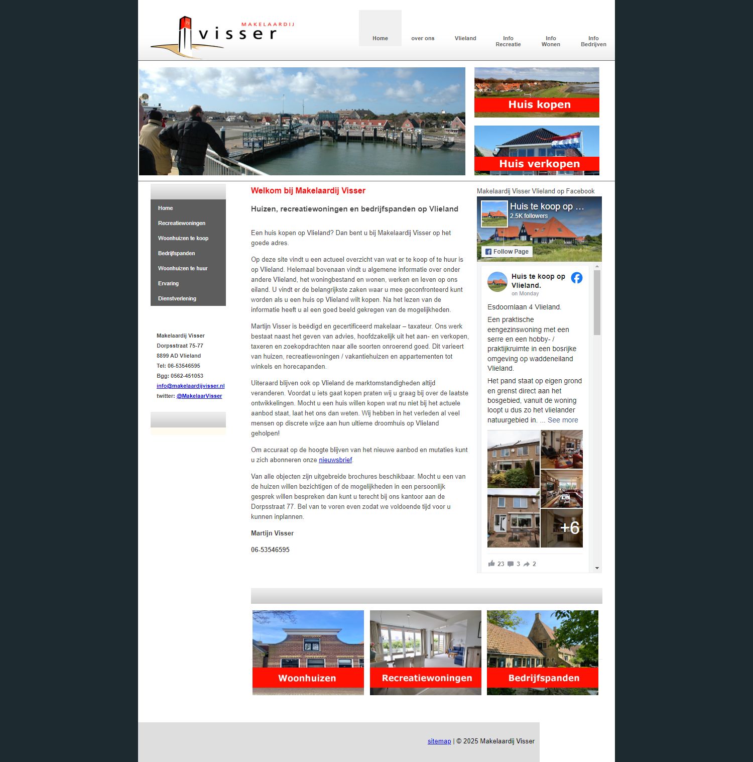 Screenshot van de website van www.makelaardijvisser.nl