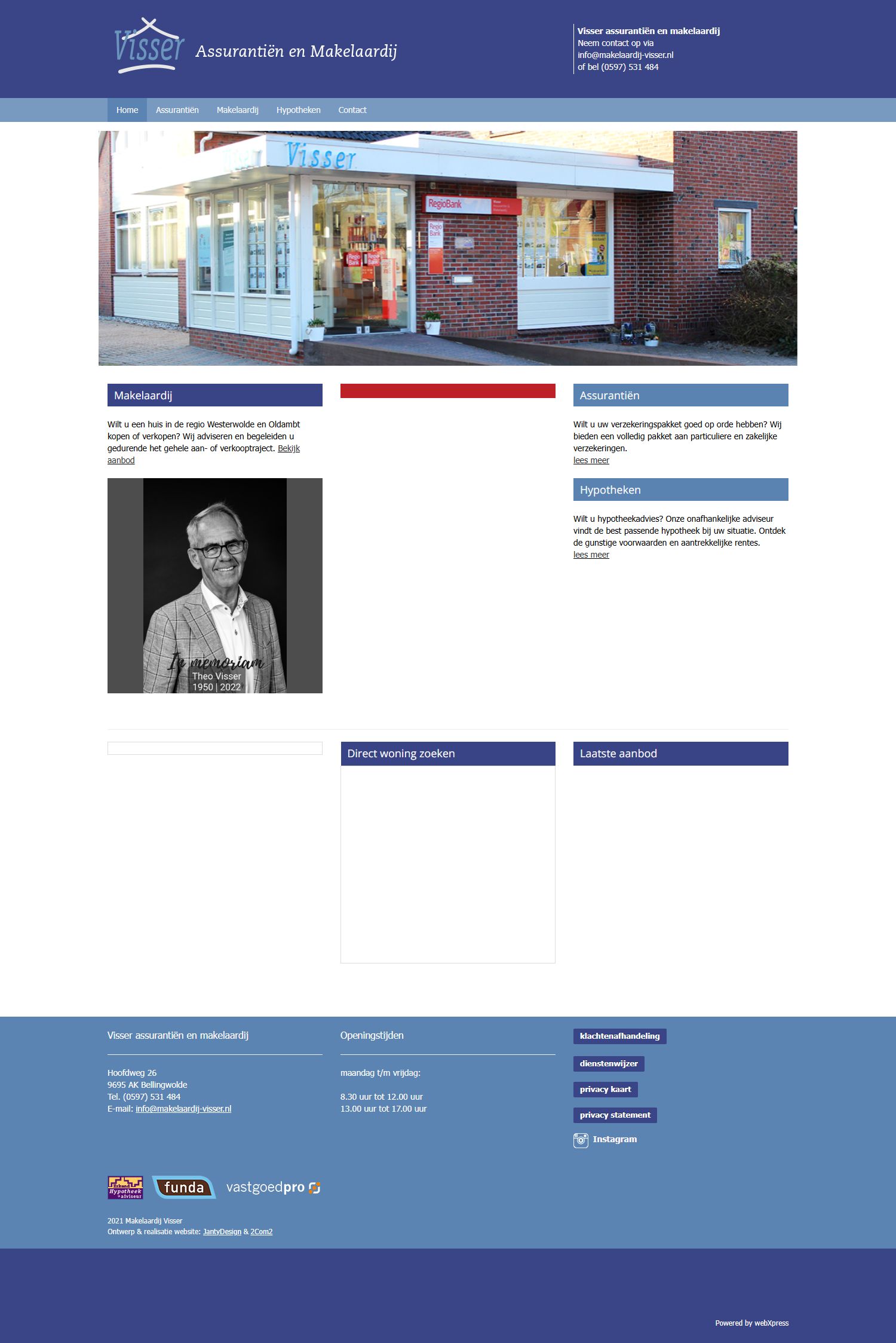 Screenshot van de website van www.makelaardij-visser.nl