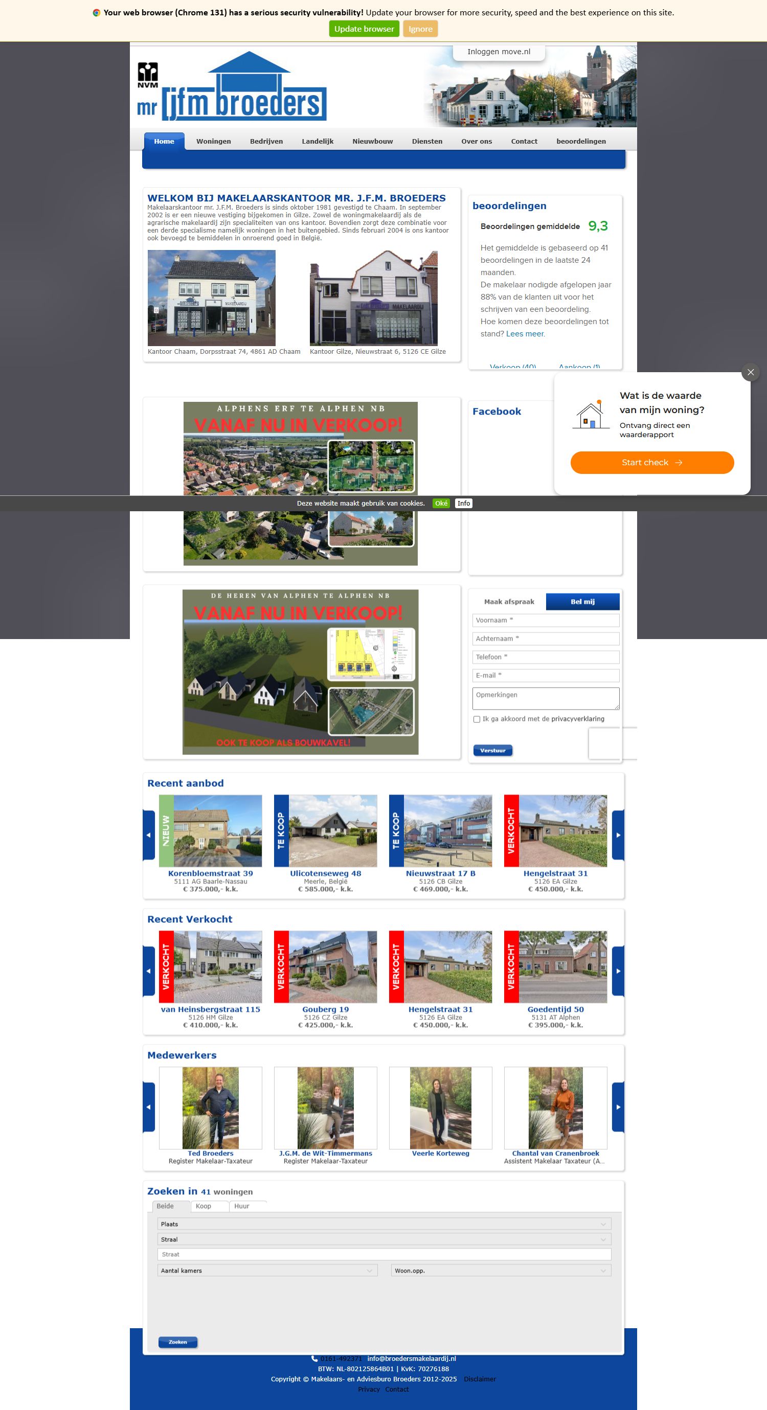 Screenshot van de website van www.broedersmakelaardij.nl