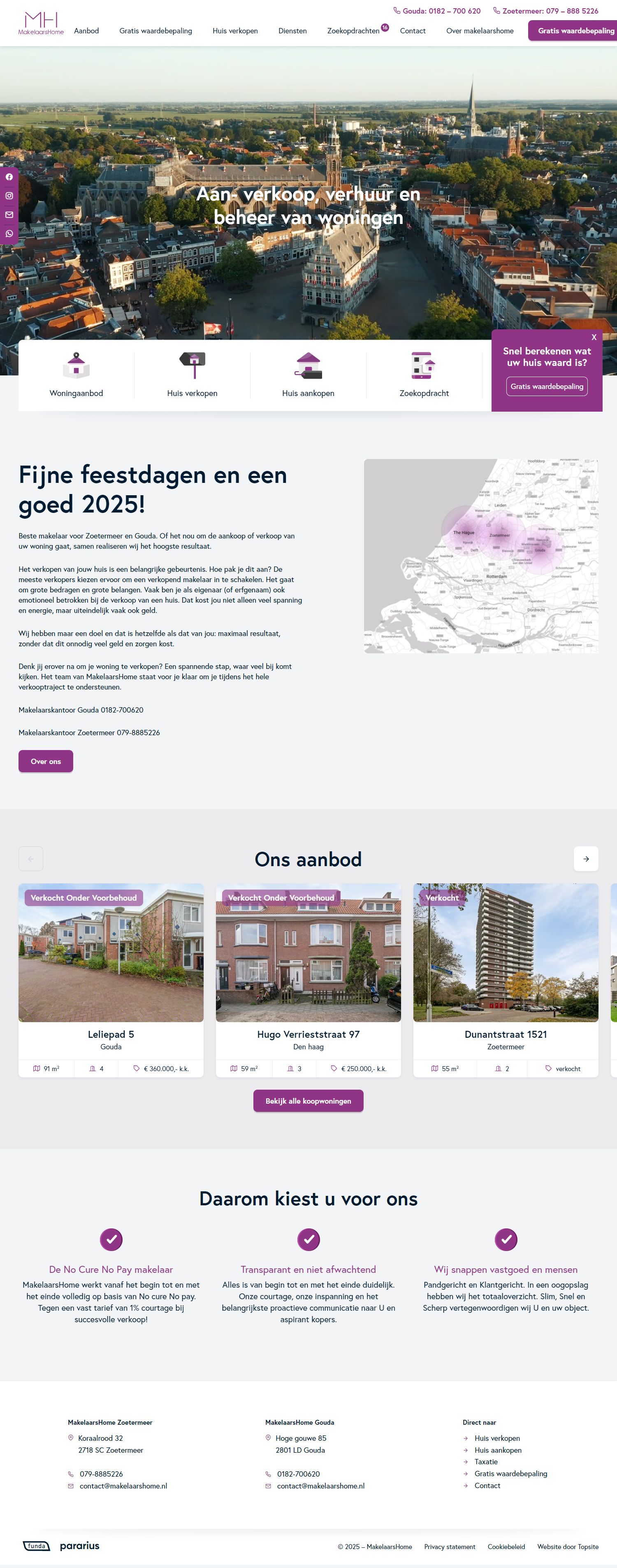 Screenshot van de website van www.makelaarshome.nl