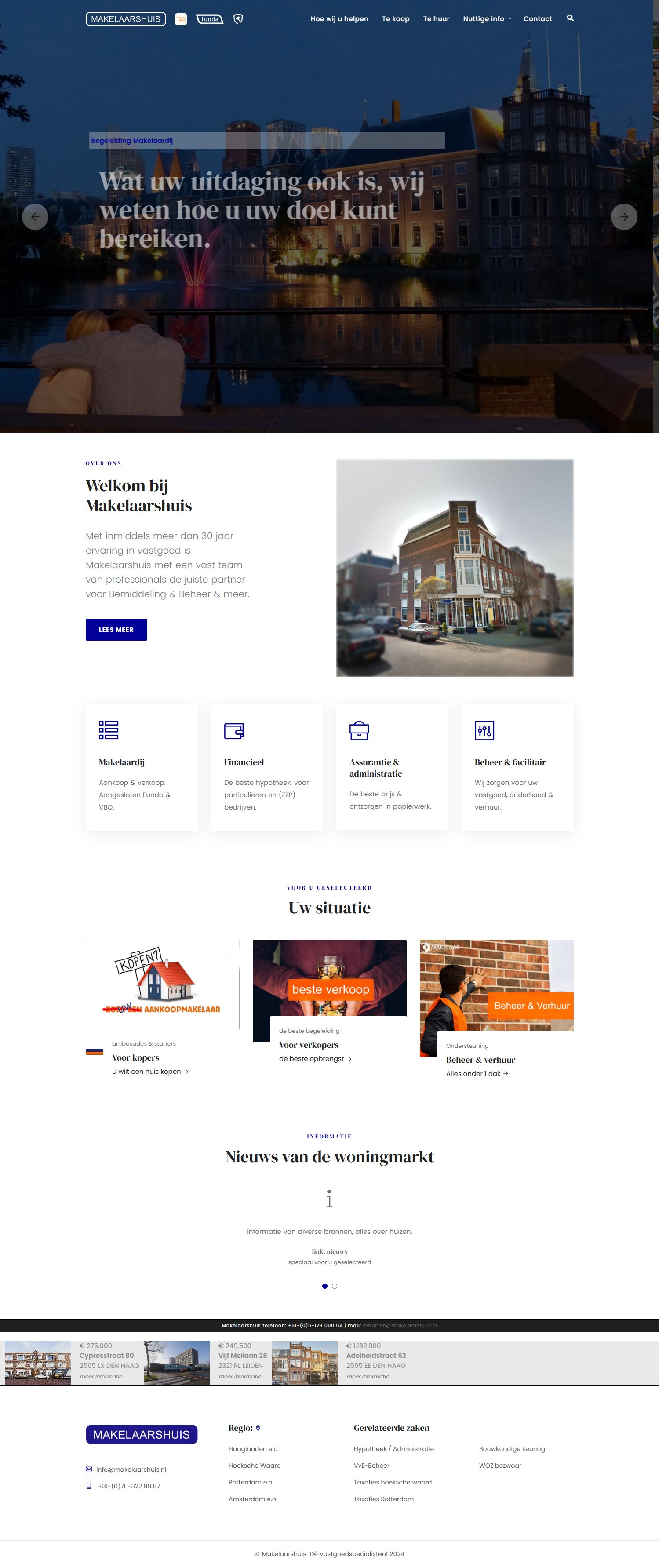 Screenshot of the website of www.makelaarshuis.nl