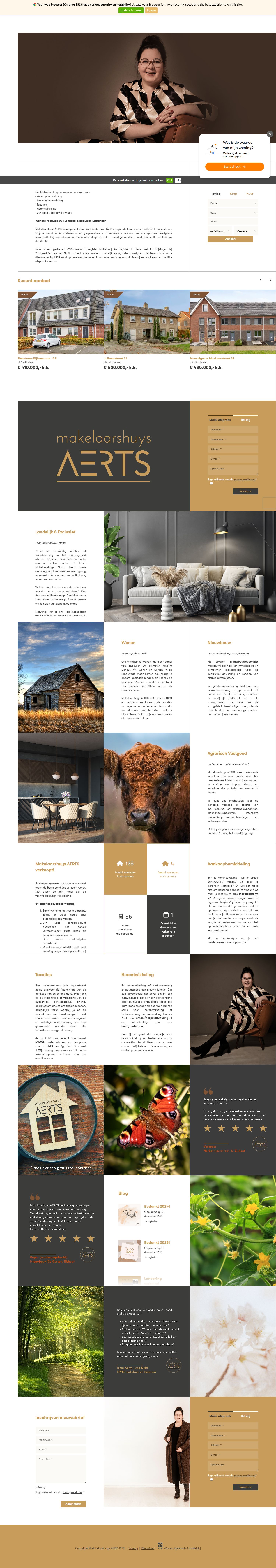 Screenshot van de website van www.aerts.nl