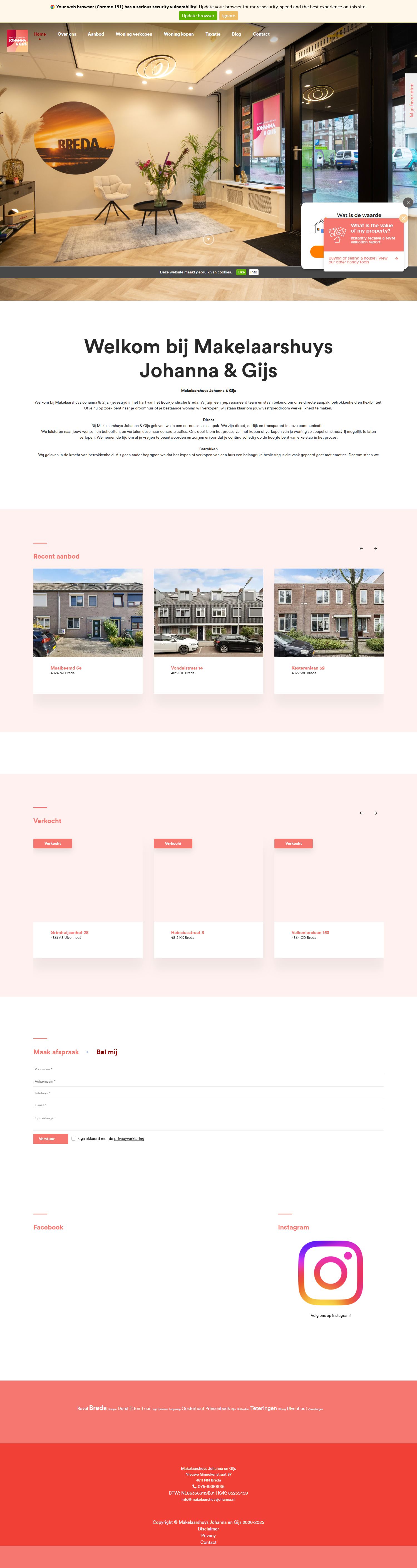 Screenshot of the website of makelaarshuysjohanna.nl