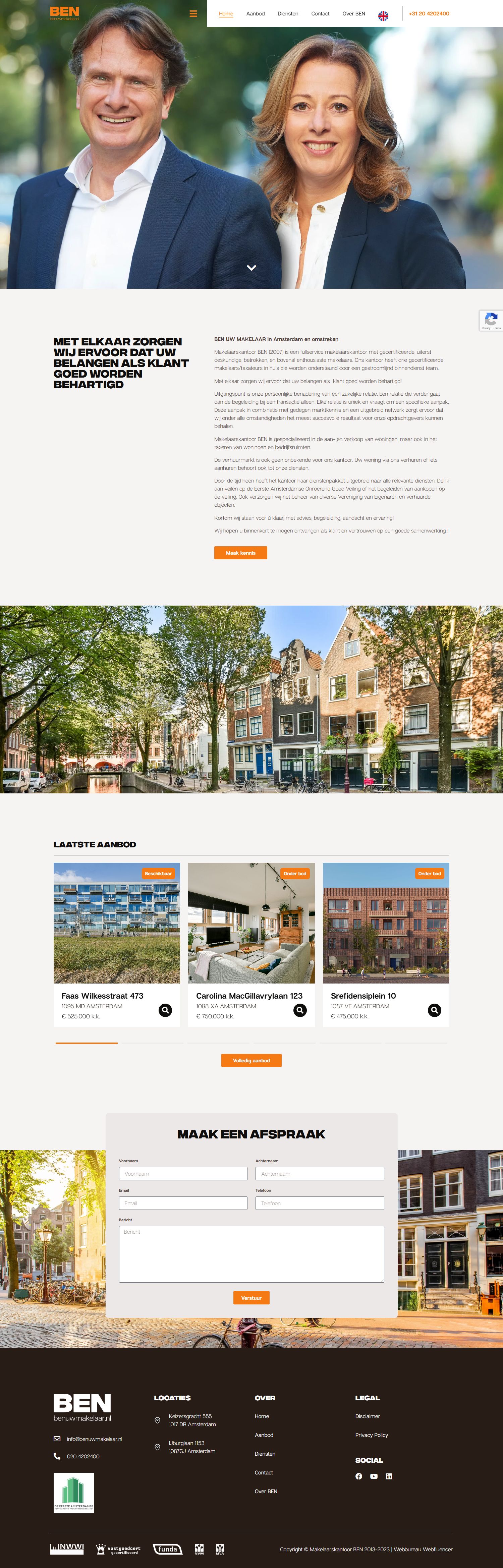 Screenshot of the website of www.benuwmakelaar.nl