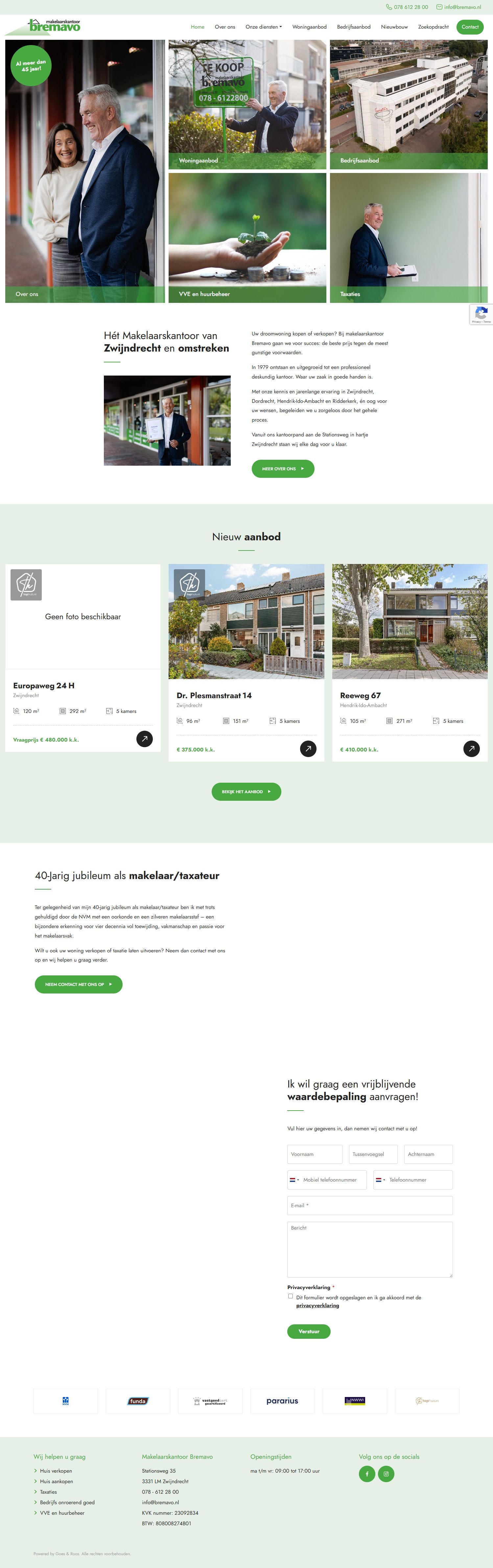 Screenshot of the website of www.bremavo.nl