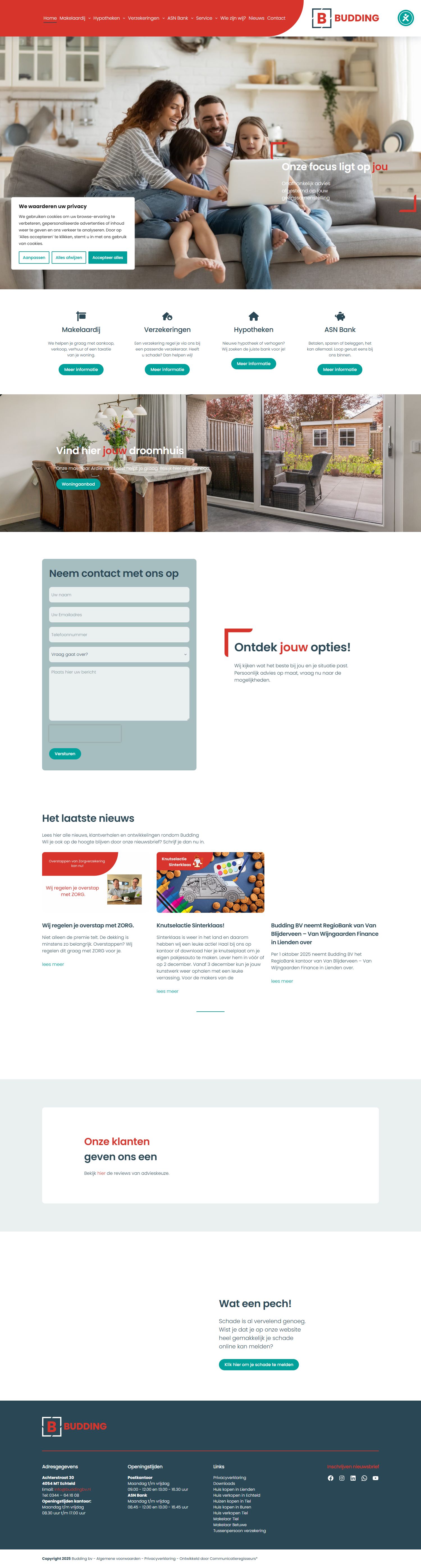 Screenshot of the website of www.buddingbv.nl