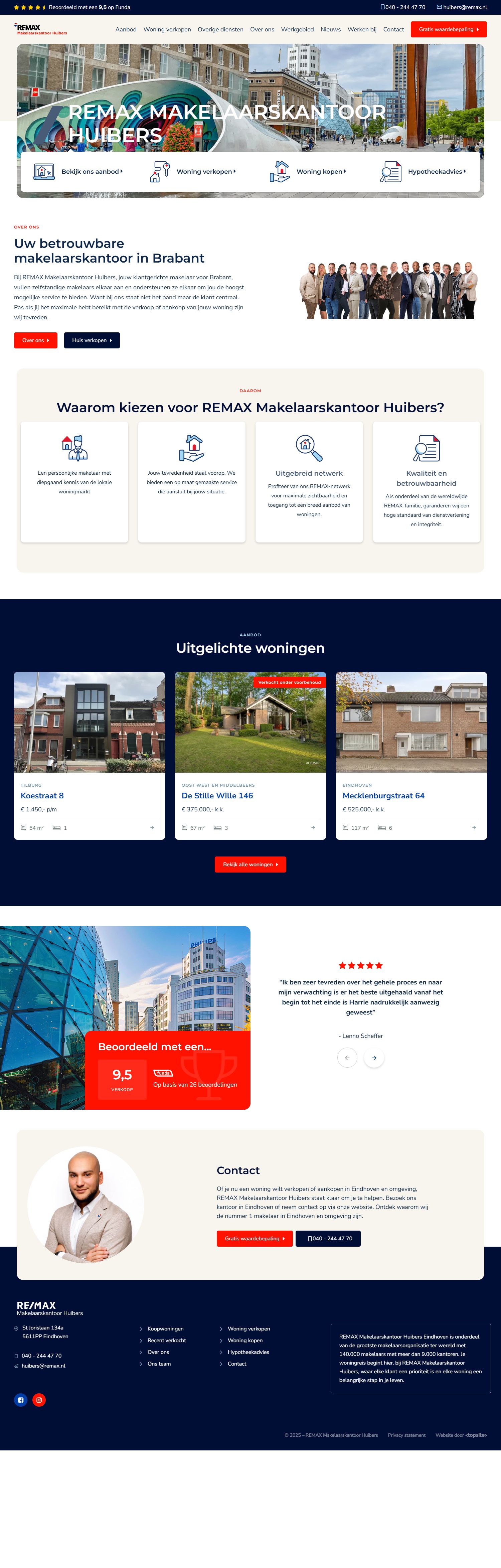 Screenshot van de website van www.huibers.nl