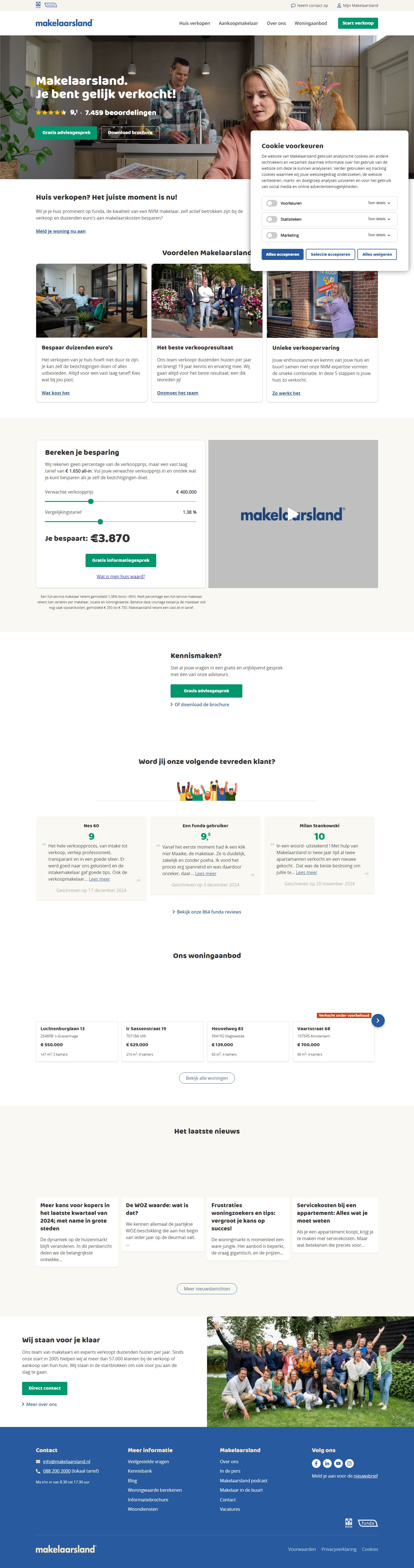 Screenshot van de website van www.makelaarsland.nl