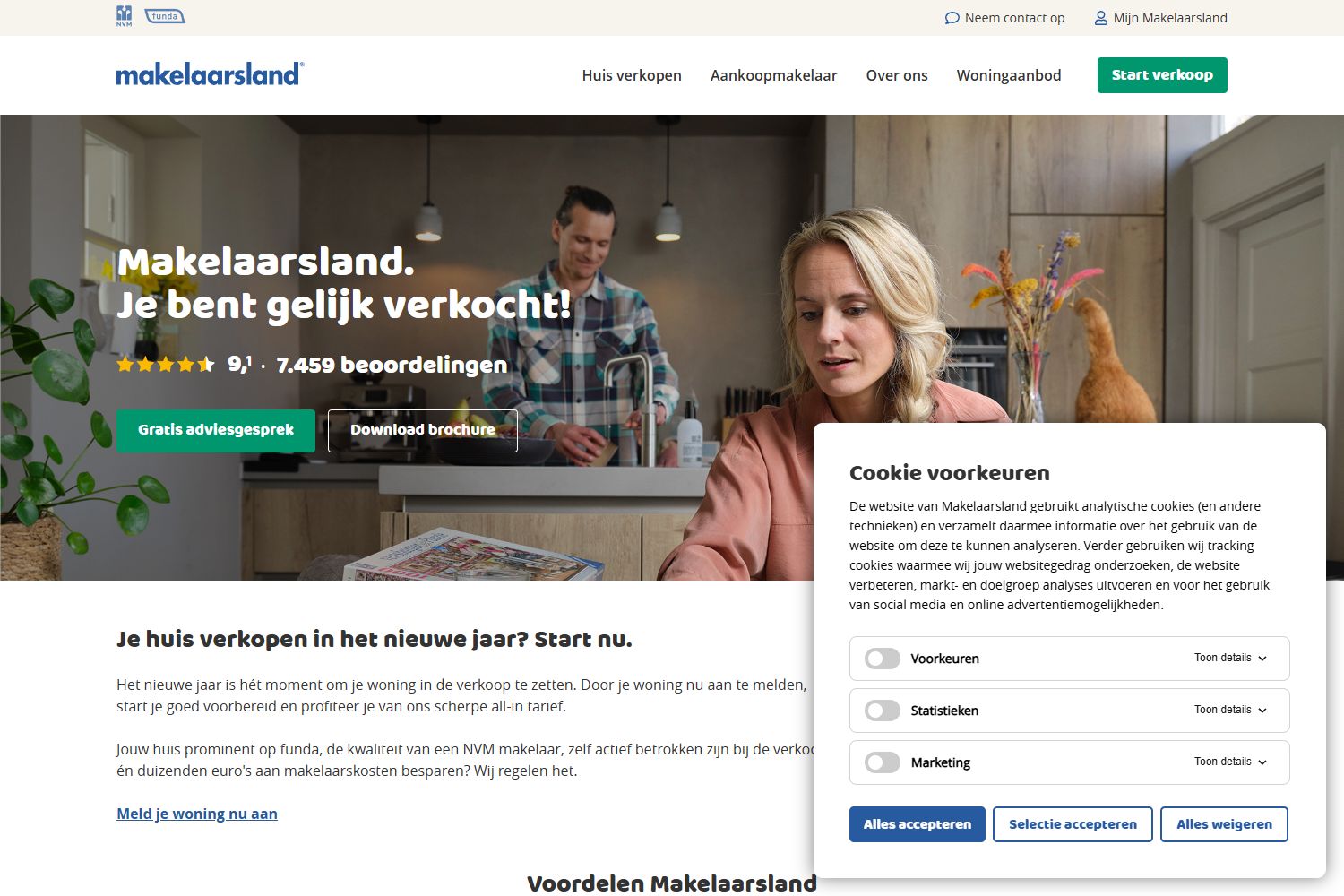 Screenshot of the website of www.makelaarsland.nl