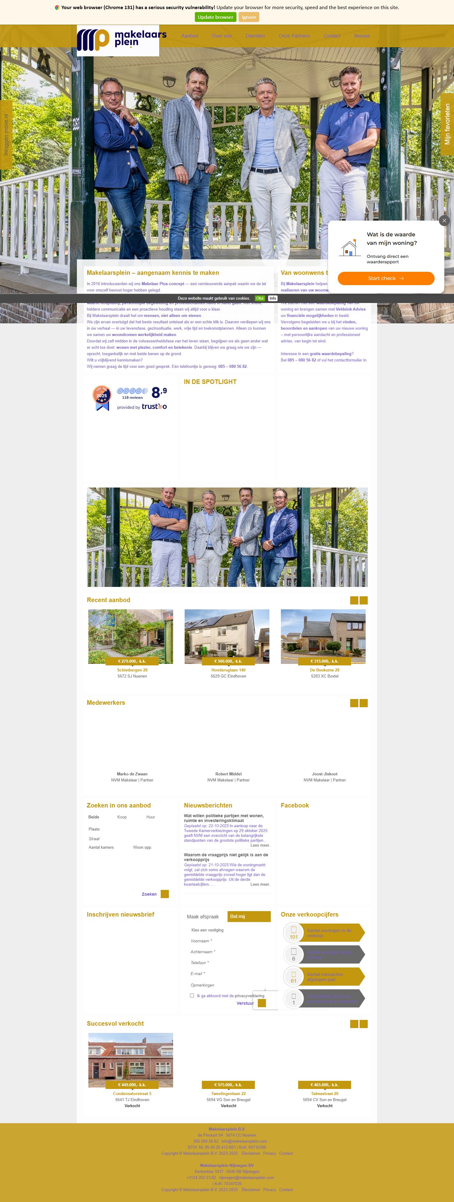 Screenshot van de website van www.makelaarsplein.com