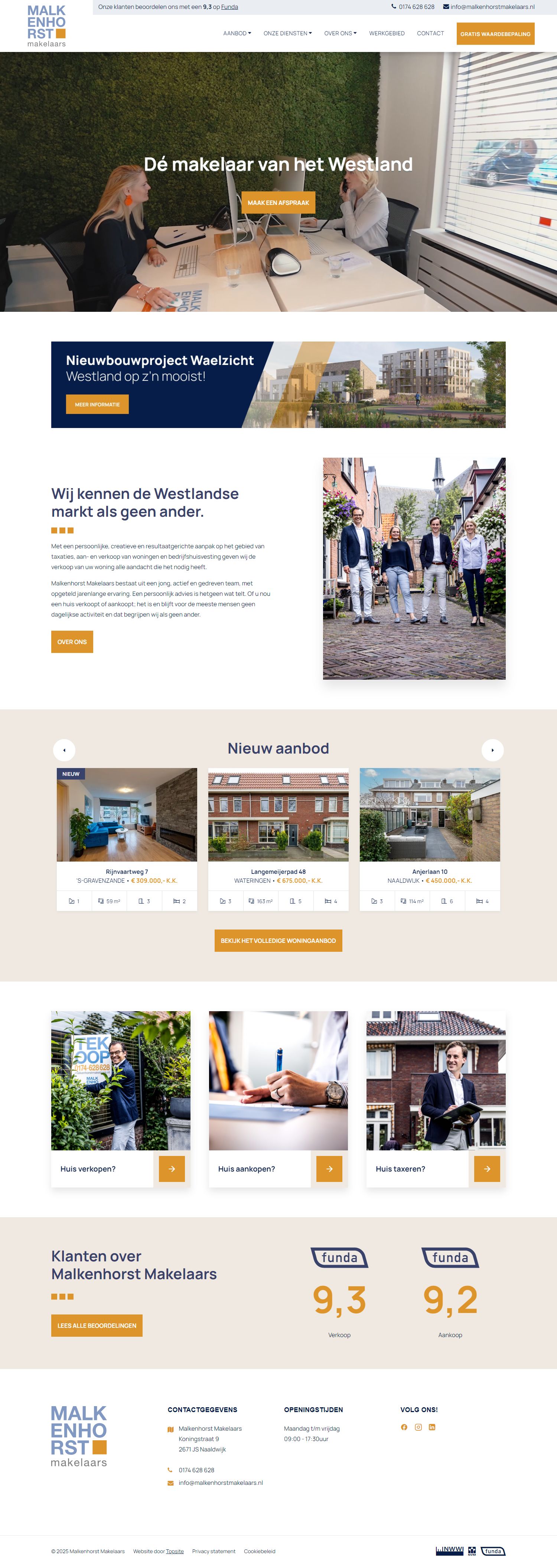 Screenshot van de website van www.malkenhorstmakelaars.nl