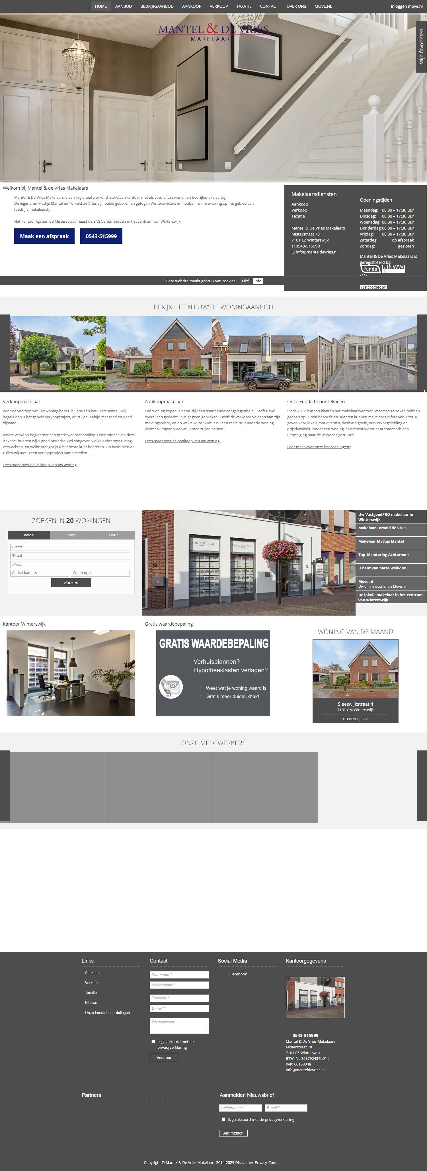 Screenshot van de website van www.manteldevries.nl